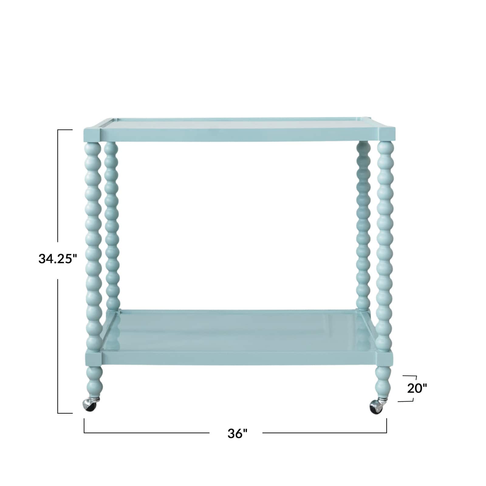 Hello Honey&#xAE; Blue Rubberwood 2-Tier Bar Cart on Wheels, Blue