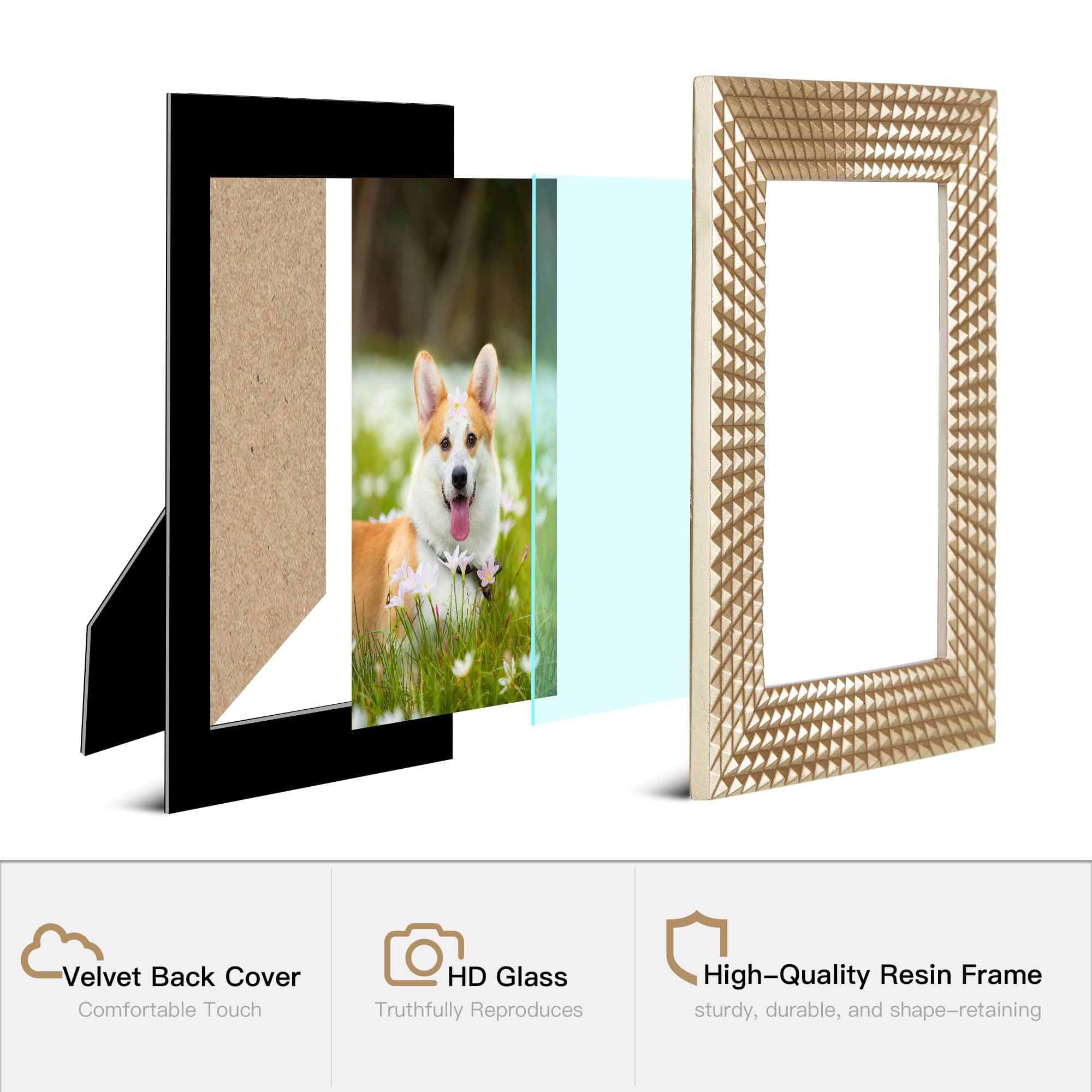 Glitzhome® Modern Gold Tabletop Picture Frame Set