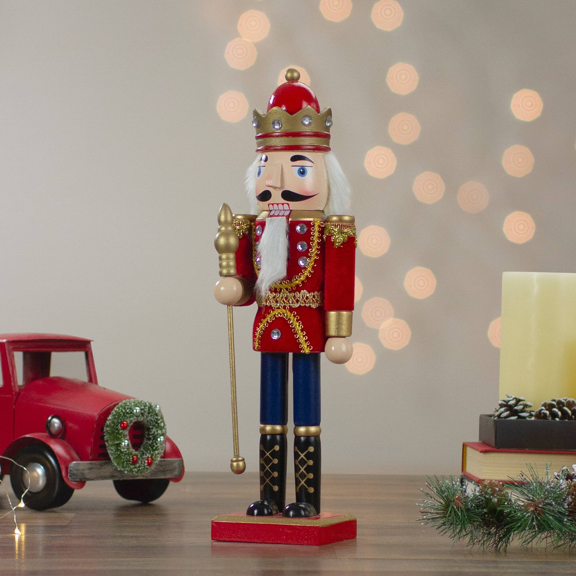 14&#x22; Wooden Nutcracker King with Scepter