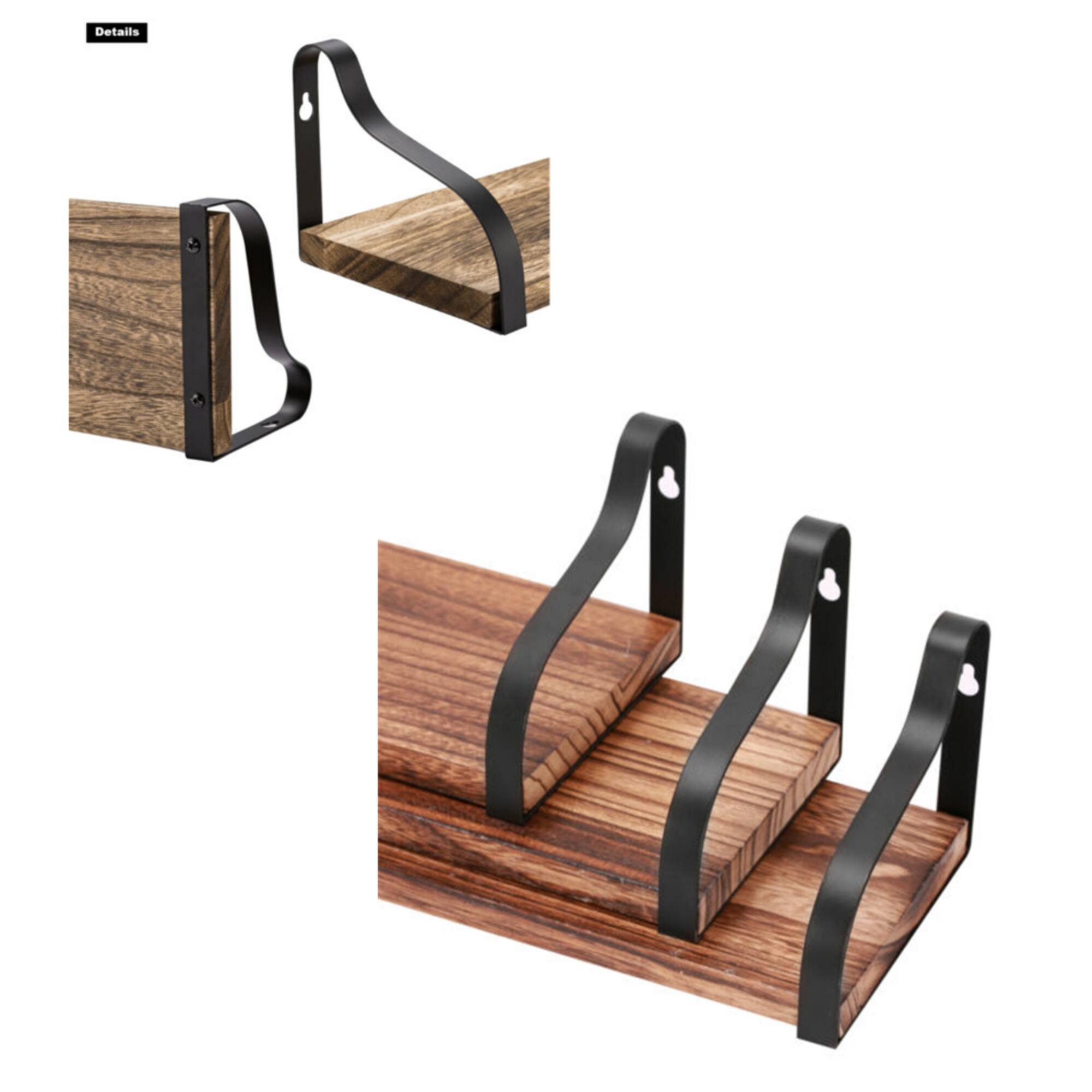 NEX&#x2122; Brown Floating Wall Shelves Set with Metal Rack Brackets