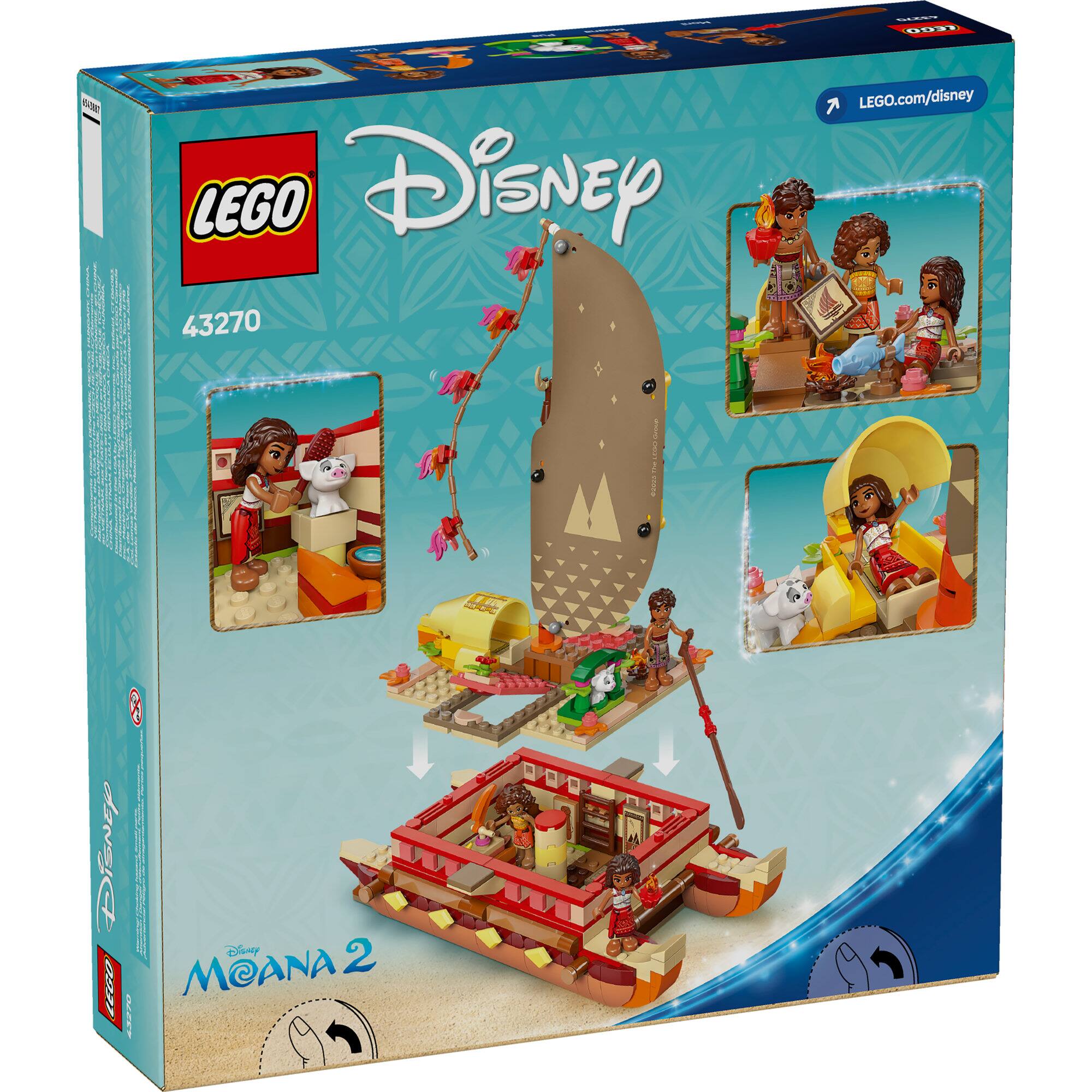 LEGO® Disney Moana’s Adventure Canoe Fantasy Toy Model Kit 43270