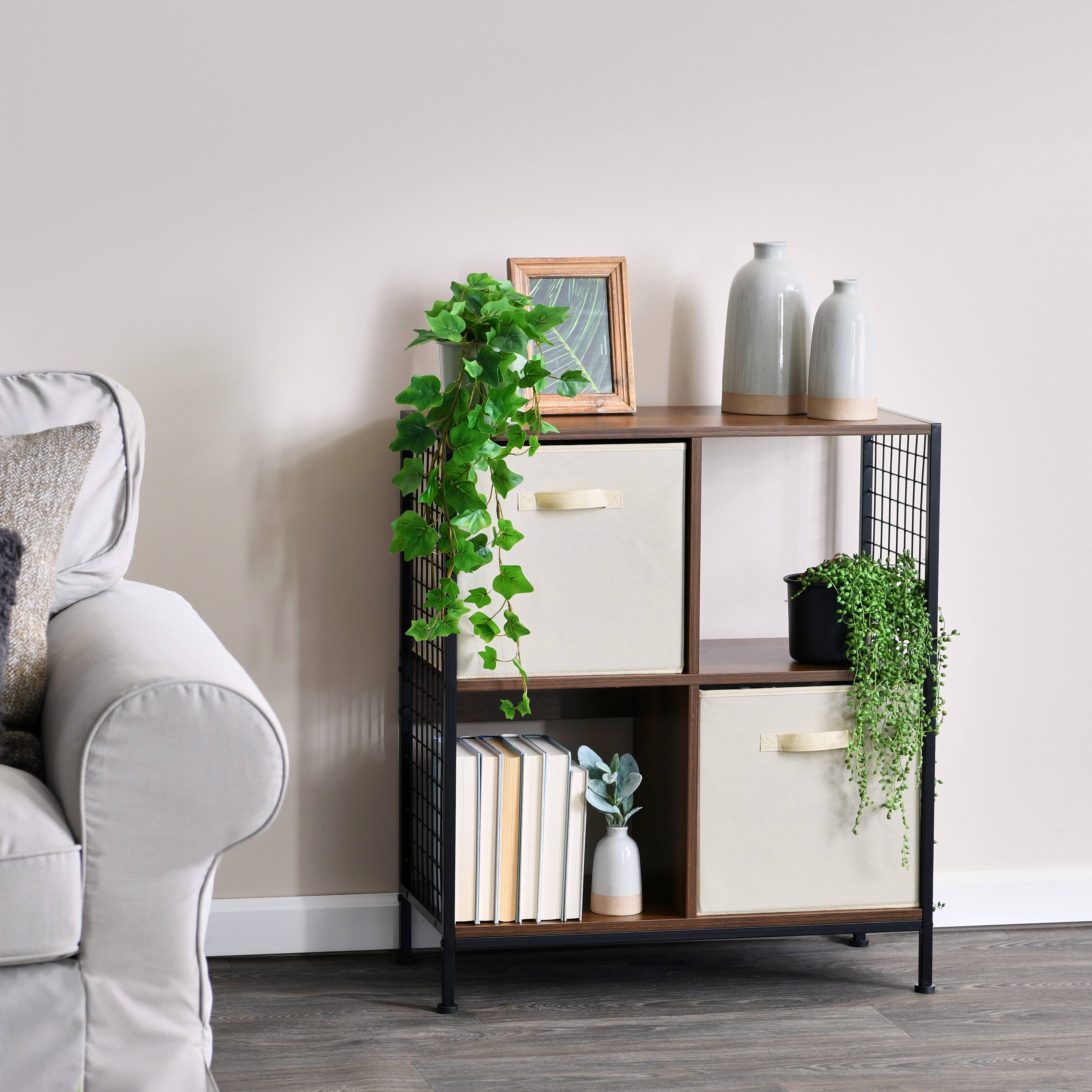 Household Essentials 28&#x22; 4-Compartment Trellis Storage Bookshelf