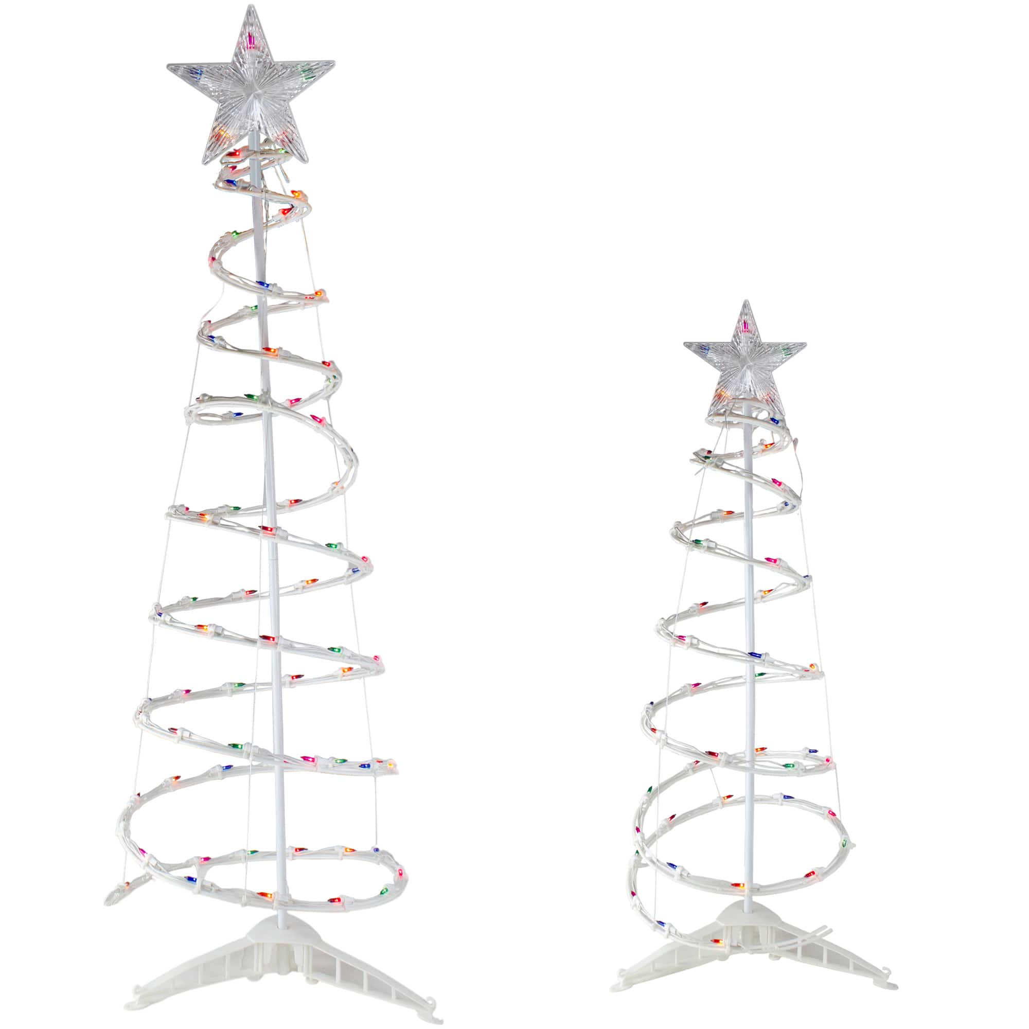 4ft. & 6ft. Pre-Lit Sprial Outdoor Christmas Trees, Multicolor Lights