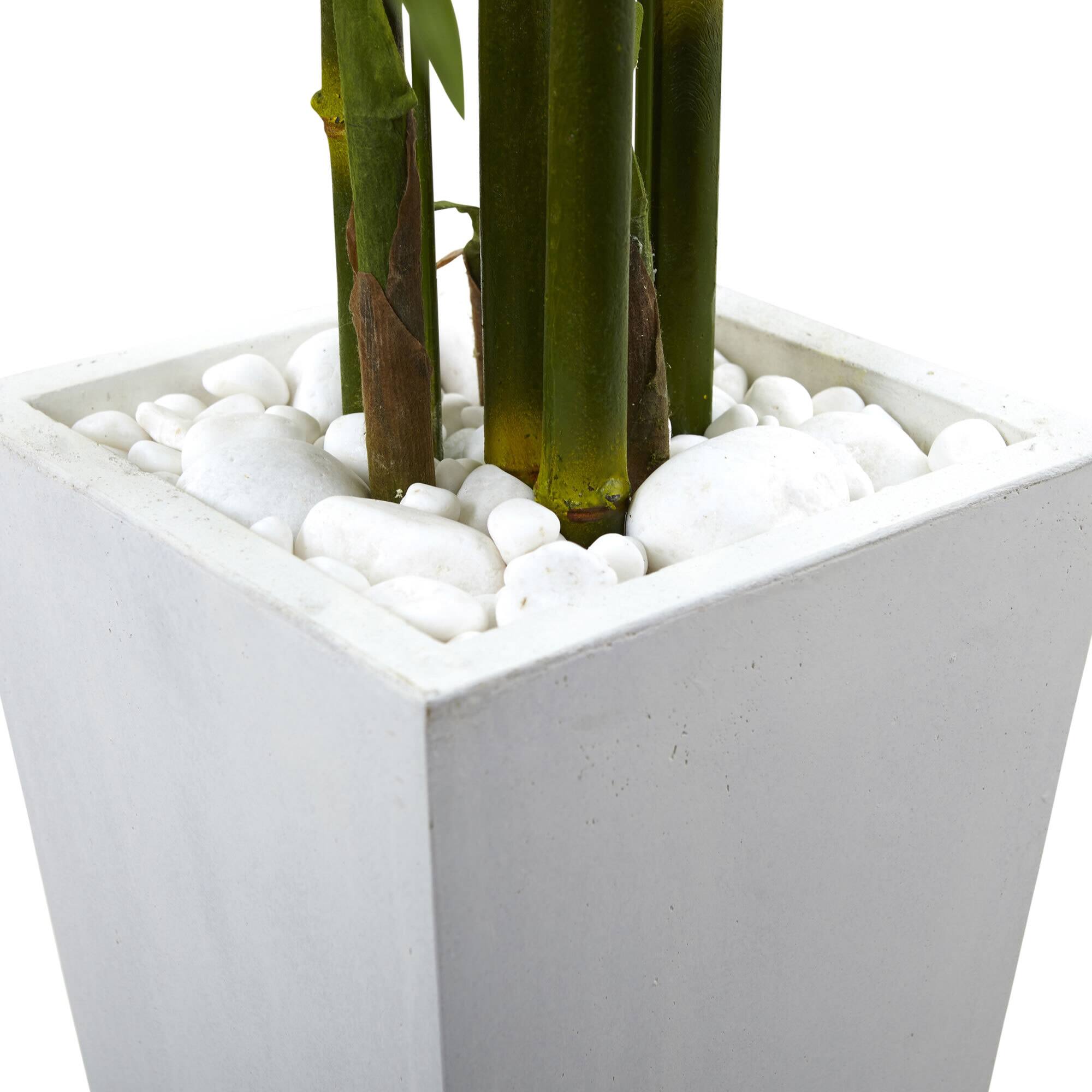 5ft. UV Resistant Bamboo Tree in White Planter