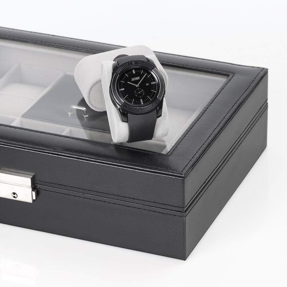 Charcoal Black Grand Ebony Jewelry Watch Box