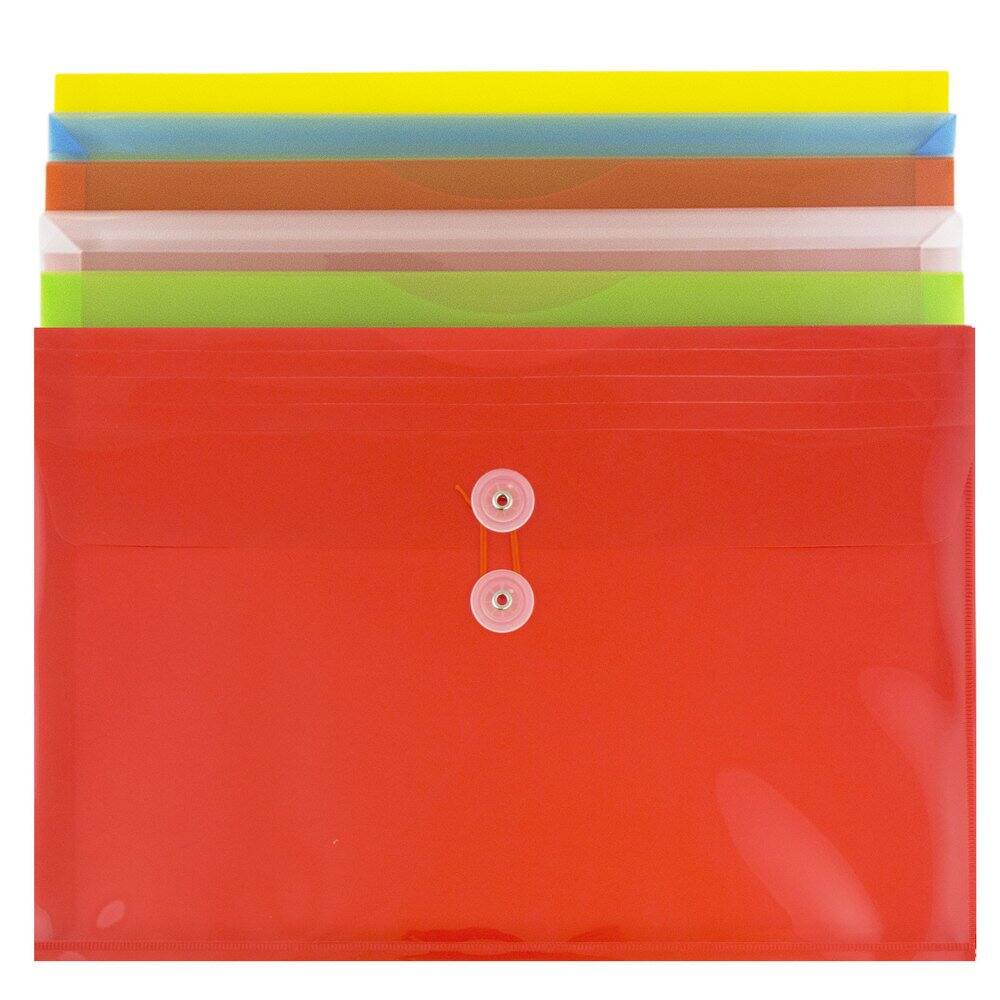 JAM Paper 9.75" x 14.5" Plastic Button & String Tie Closure Envelopes, 6ct.