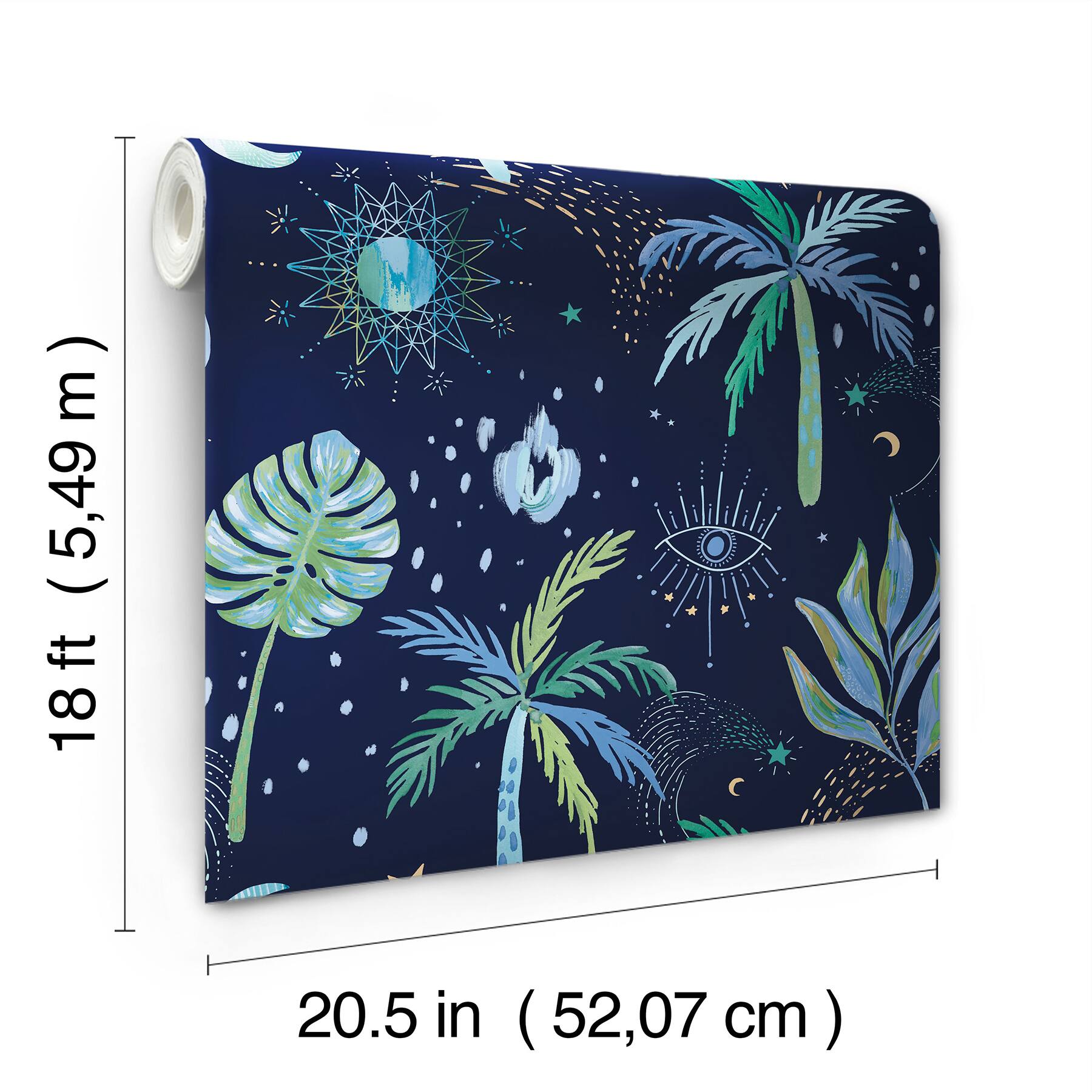 RoomMates Blue Nuit Tropicale Peel & Stick Wallpaper