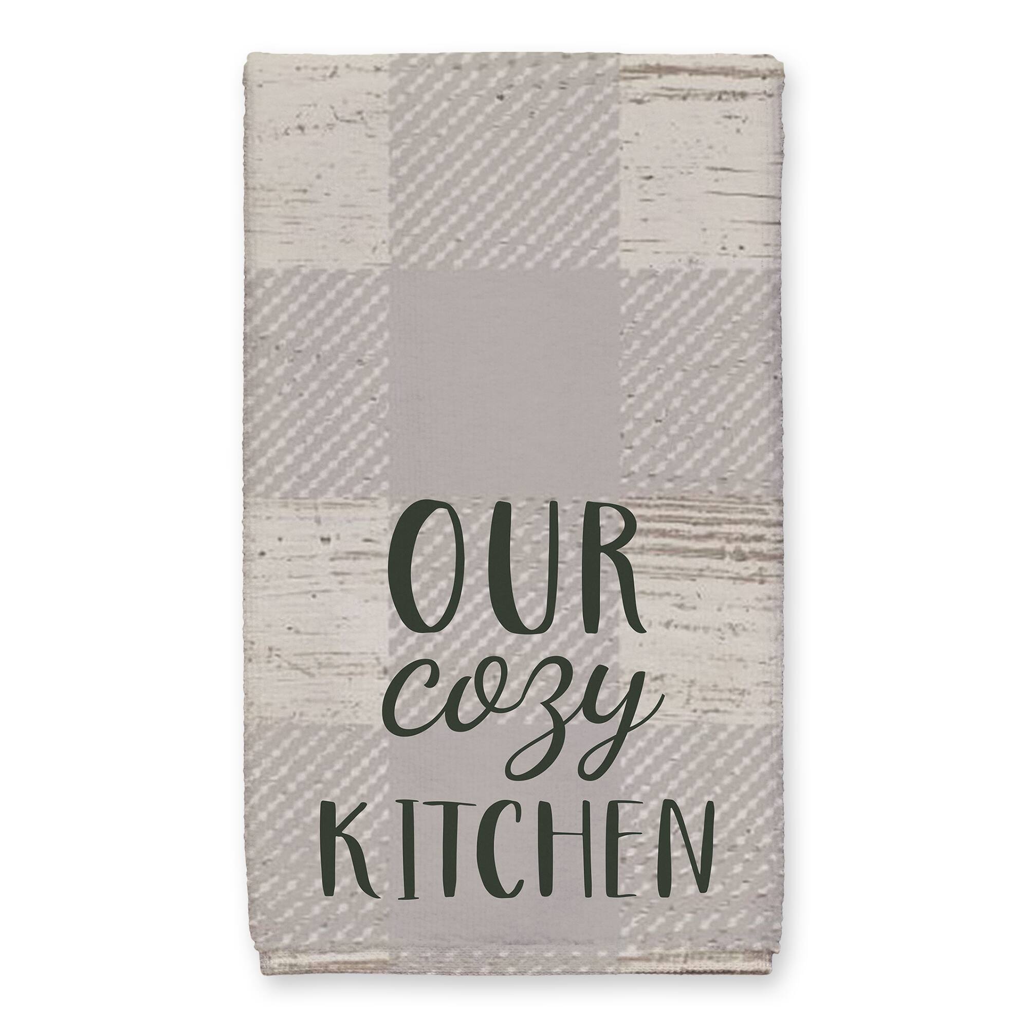 Our Cozy Kitchen Gray Check Tea Towel - Set of 2
