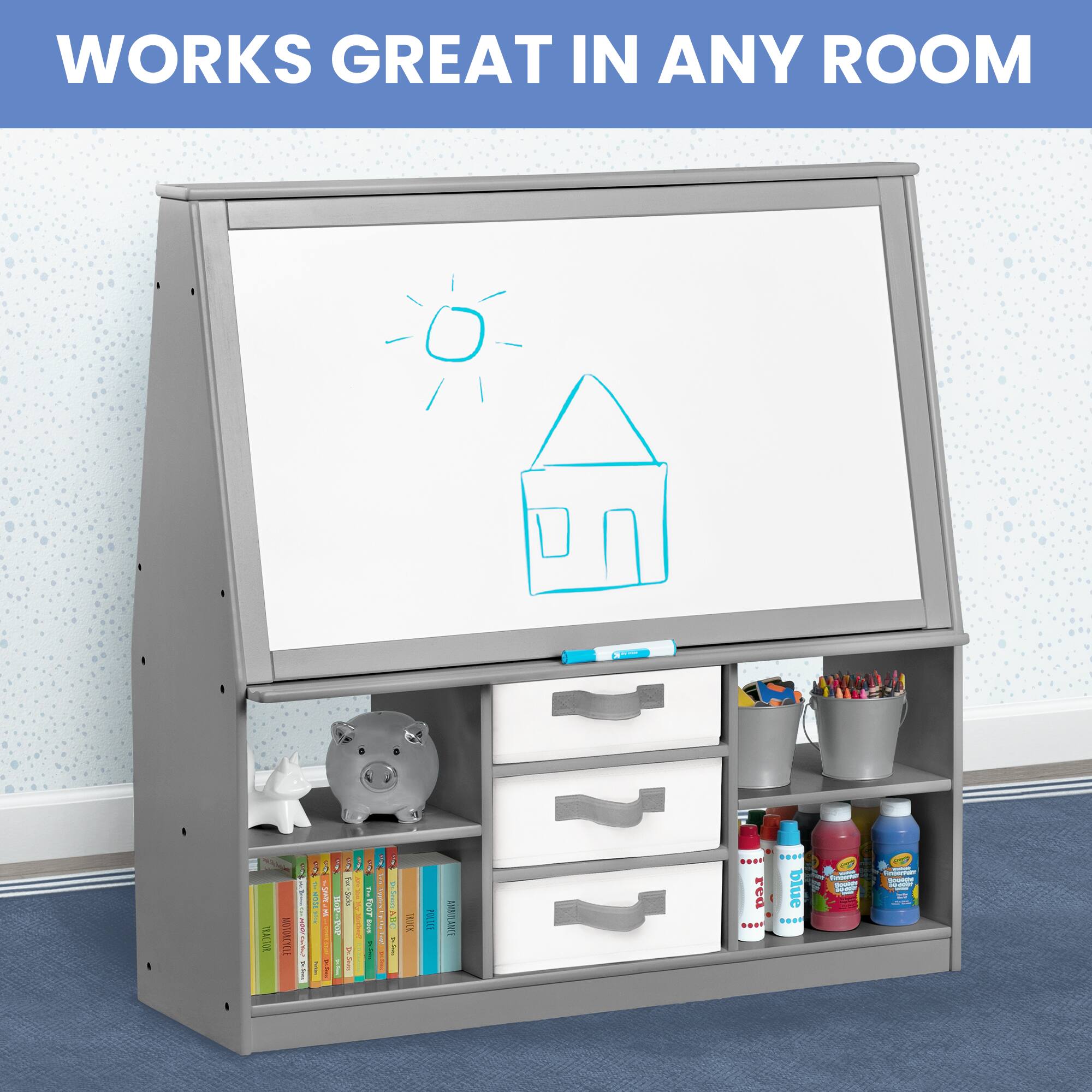 Delta Children At-Home Artist Center Deluxe Double-Sided Easel & Storage Unit