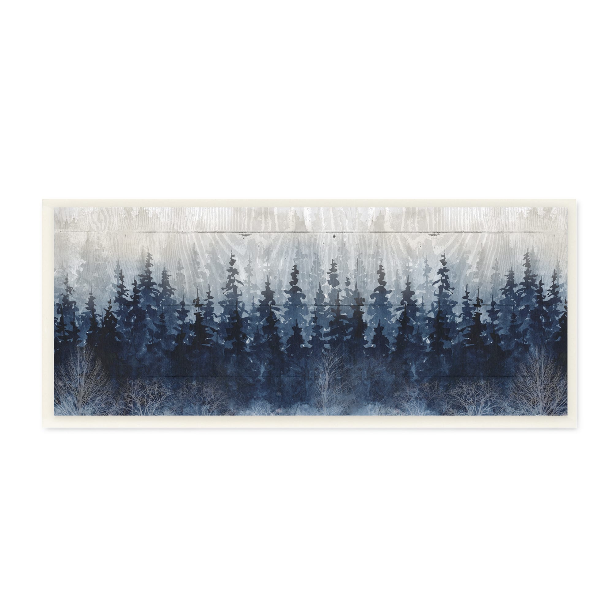 Stupell Industries Rustic Blue Forest Tree Line Fir Woodland Wood Wall Plaque