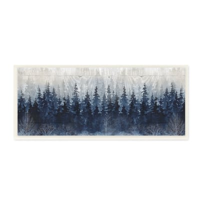 Stupell Industries Rustic Blue Forest Tree Line Fir Woodland Wood Wall ...
