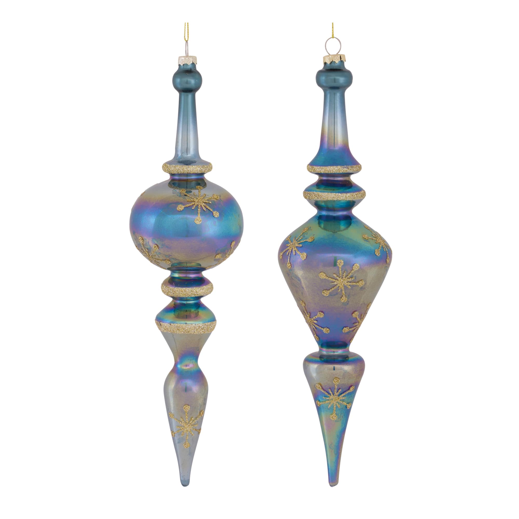 6ct. 13&#x22; Iridescent Glass Finial Drop Ornaments