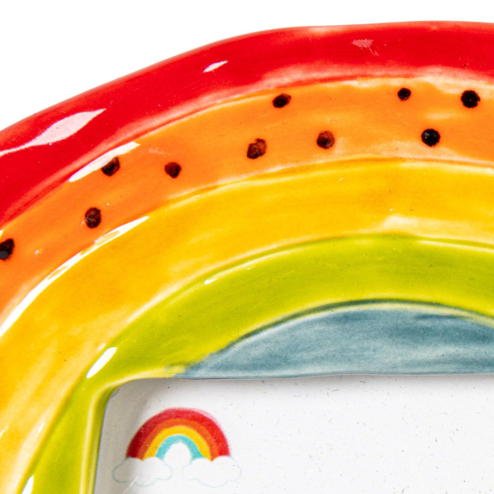 Hello Honey® Handmade Stoneware Multicolor Rainbow-Shaped Photo Frame