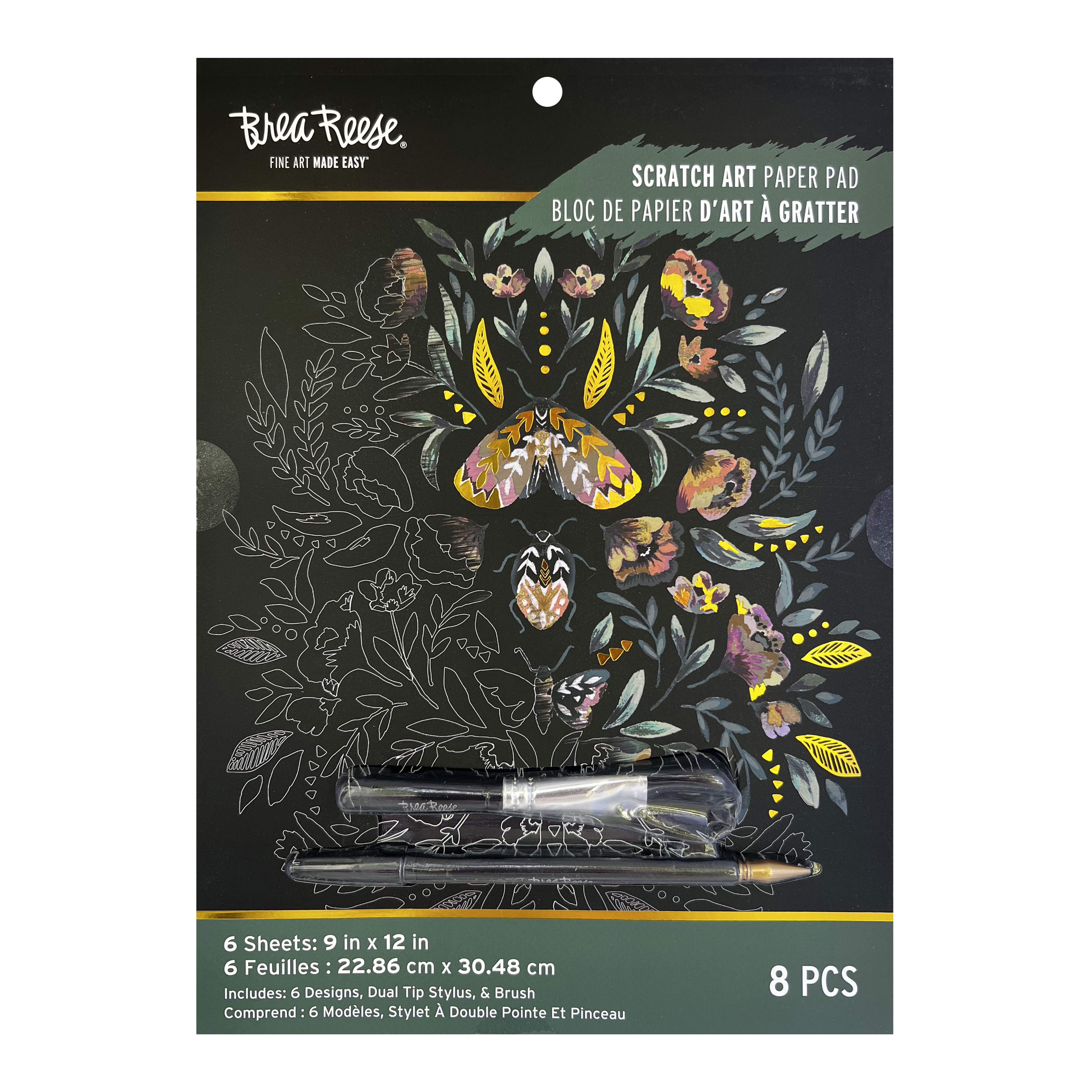 Brea Reese&#x2122; 9&#x22; x 12&#x22; Fall Florals Scratch Art Paper Pad
