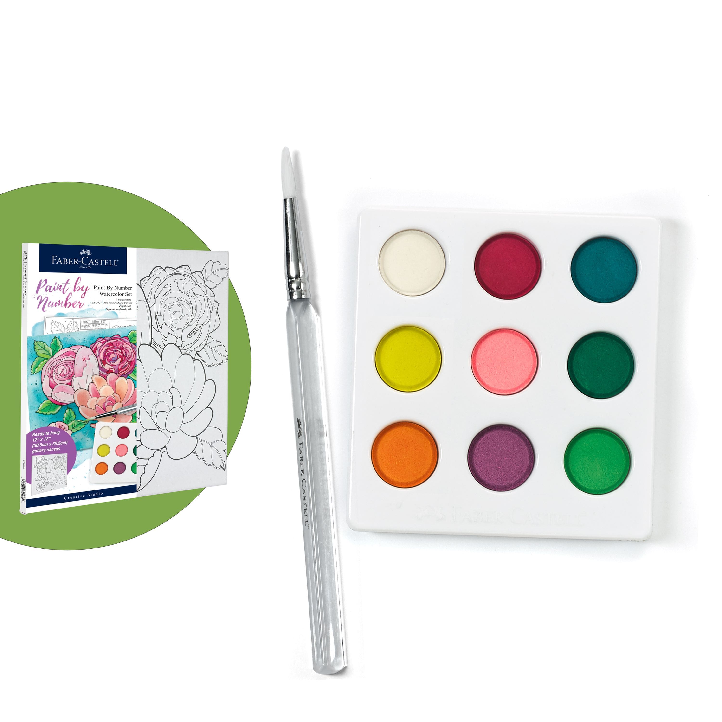 Faber-Castell Bold Floral Paint by Number Watercolor Set