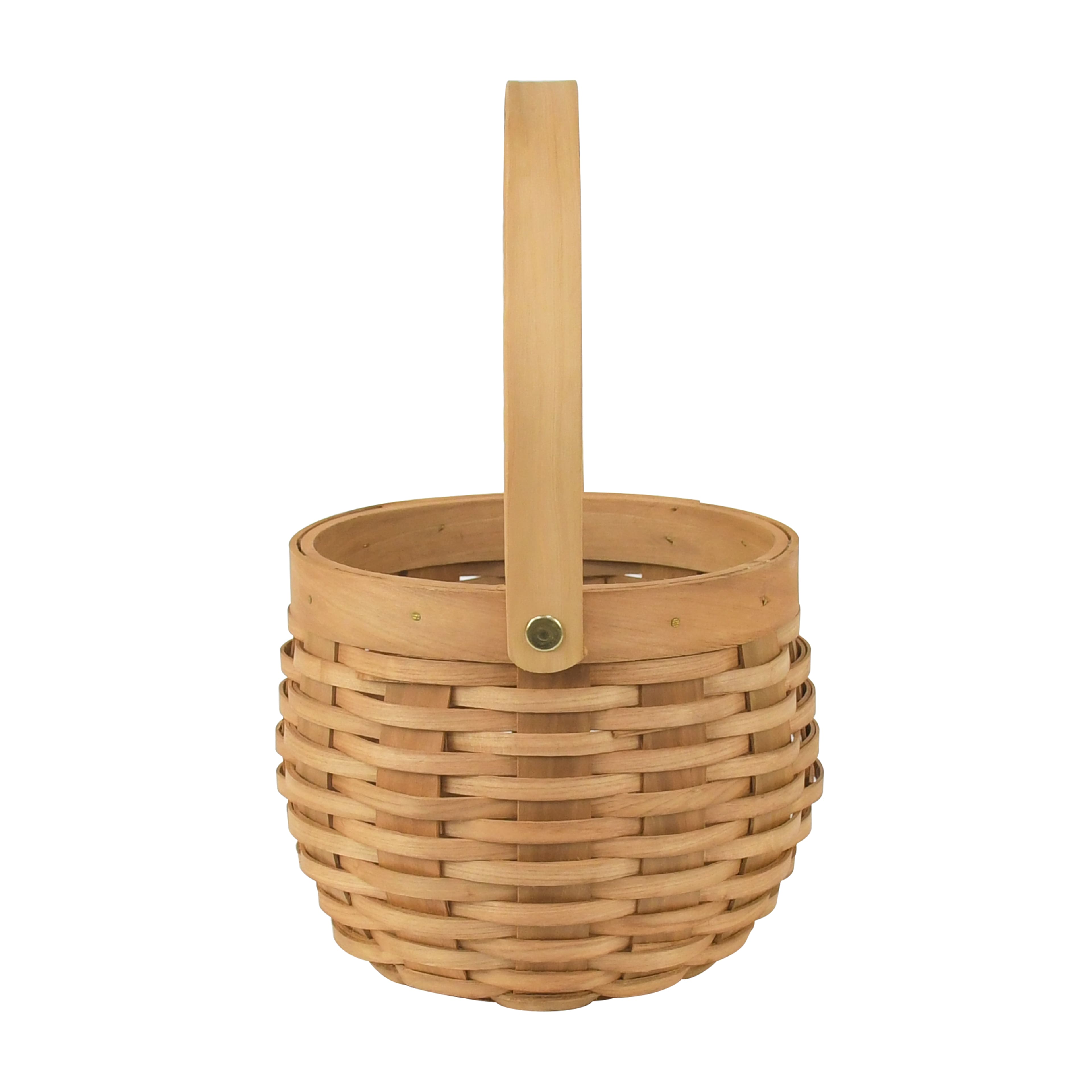 6" Natural Woven Round Chip Wood Basket with Handle by Ashland®