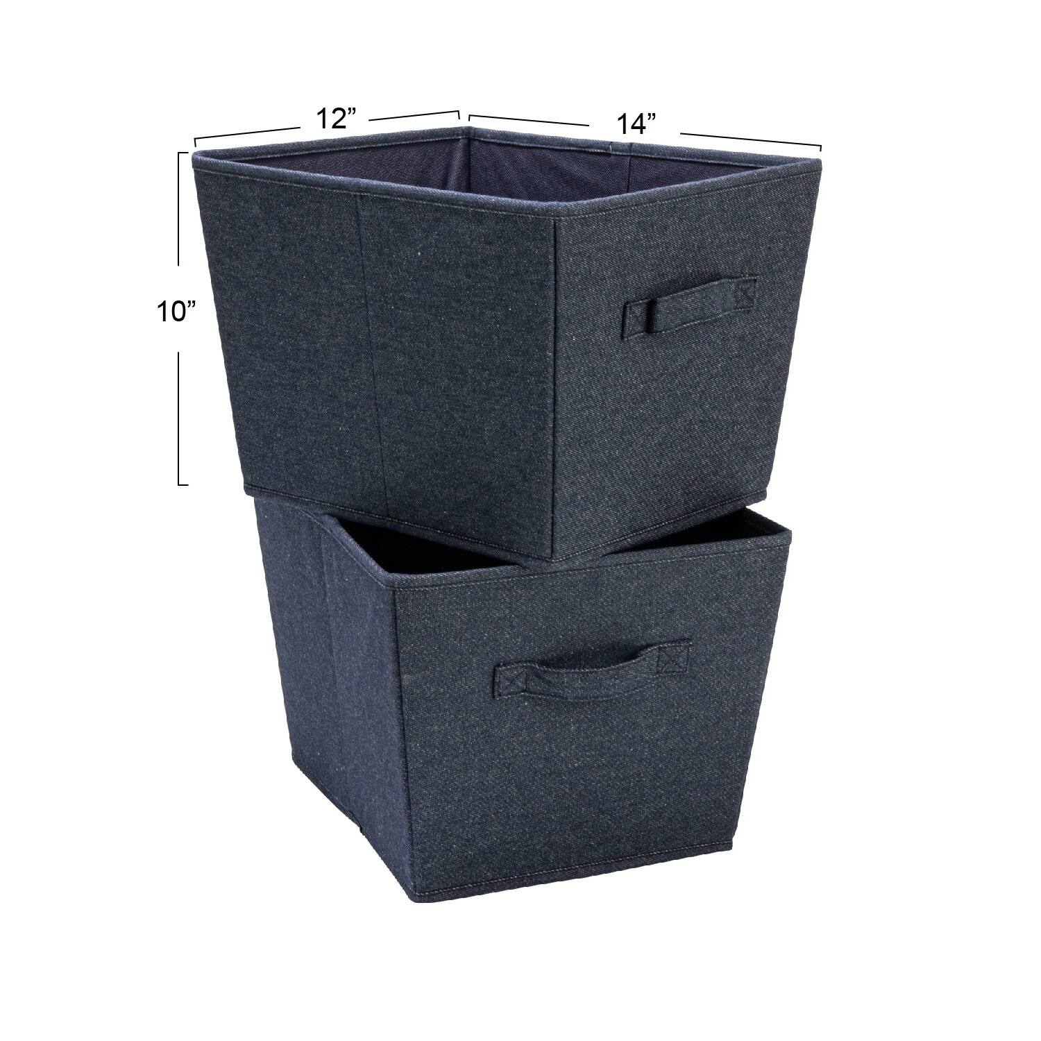Household Essentials 14" Denim Blue Tapered Fabric Hard-Sided Storage Bin, 2ct.