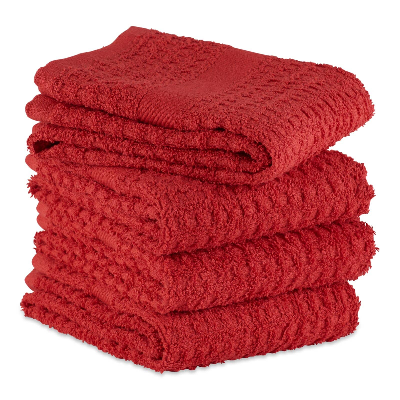 DII&#xAE; Solid Red Waffle Terry Dishtowel, 4ct.