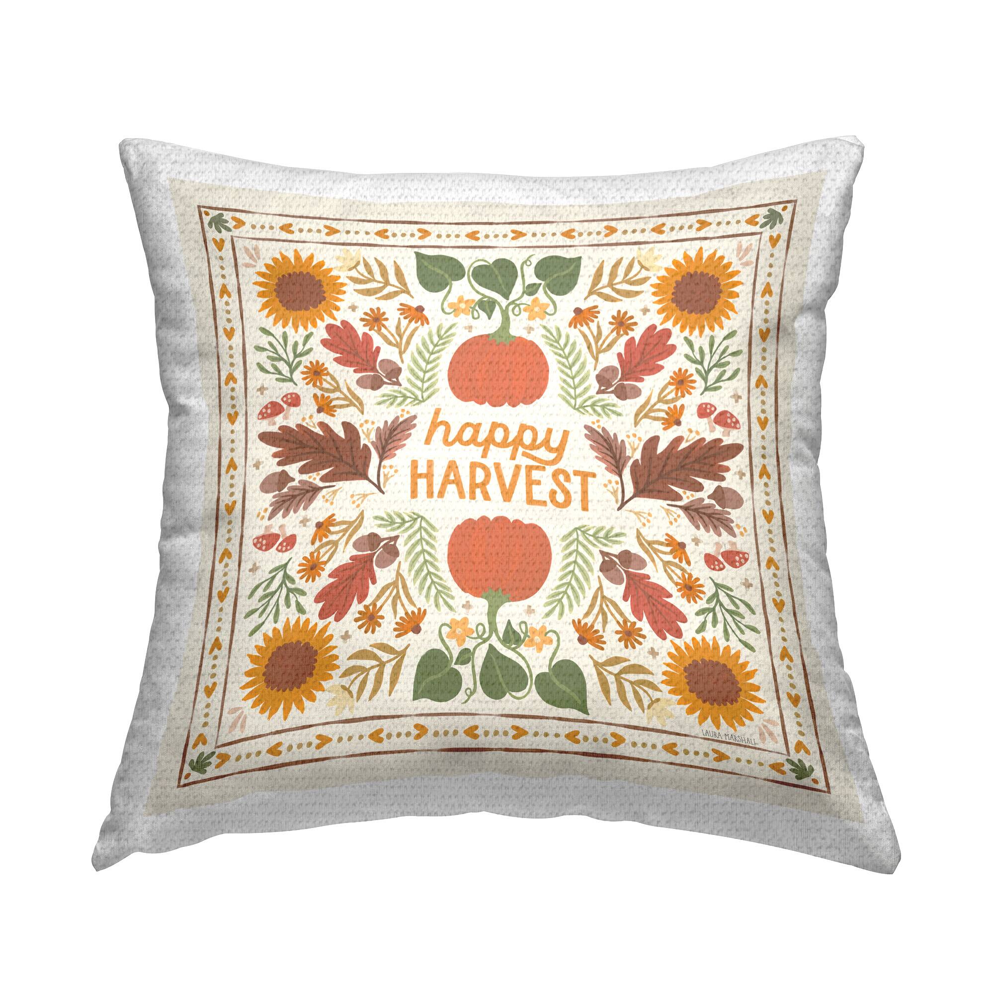 Stupell Industries Happy Harvest Pattern Outdoor Printed Pillow