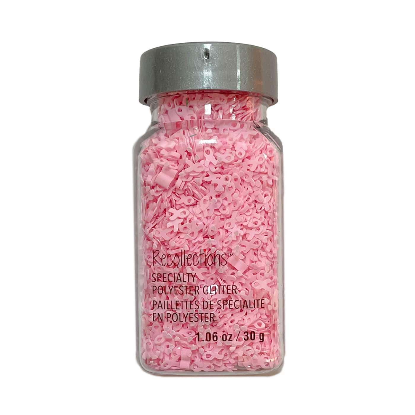 12 Pack: Breast Cancer Ribbon Polyester Glitter Shapes by Recollections&#x2122;