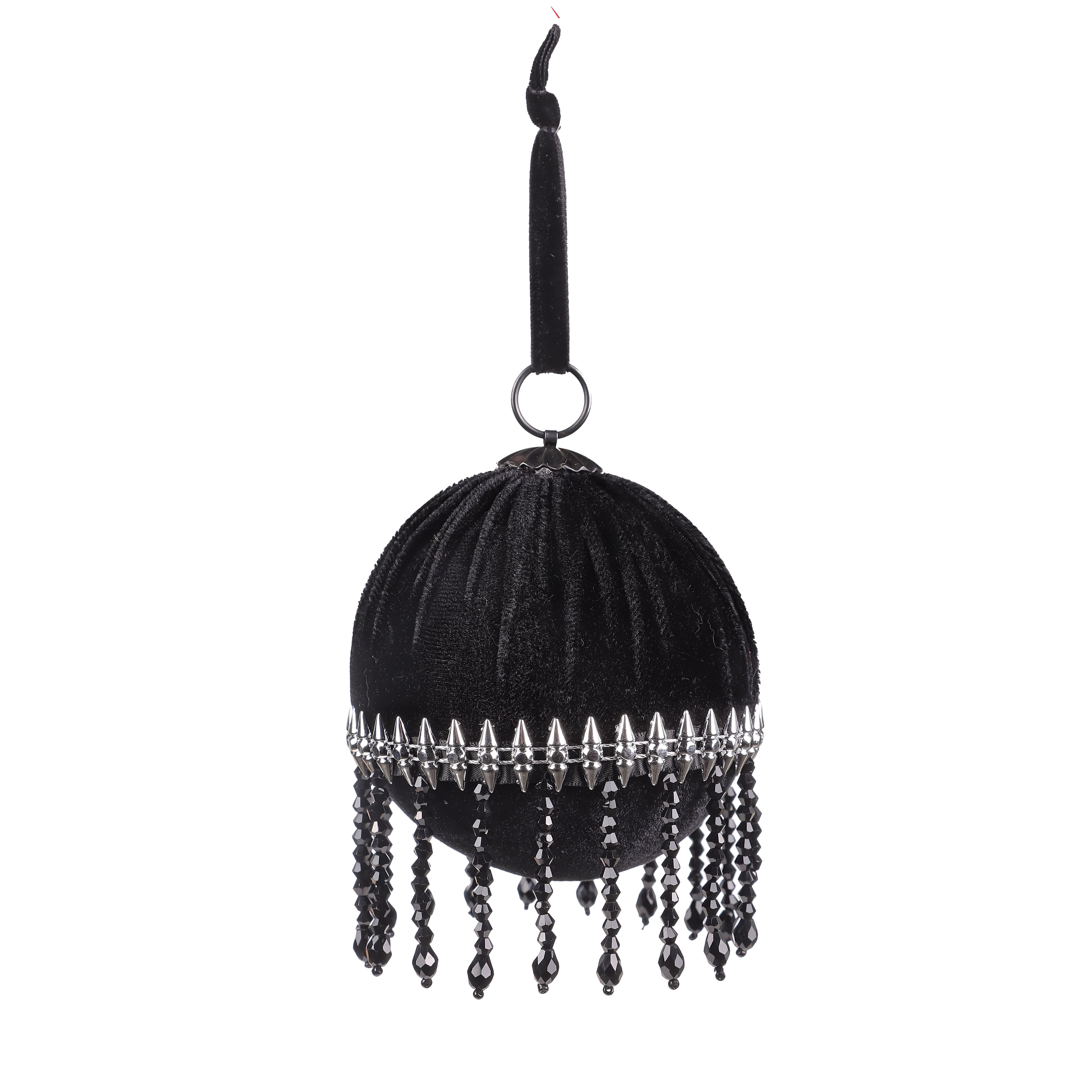 4&#x22; Black Ball Ornament with Dangling Jewels by Ashland&#xAE;