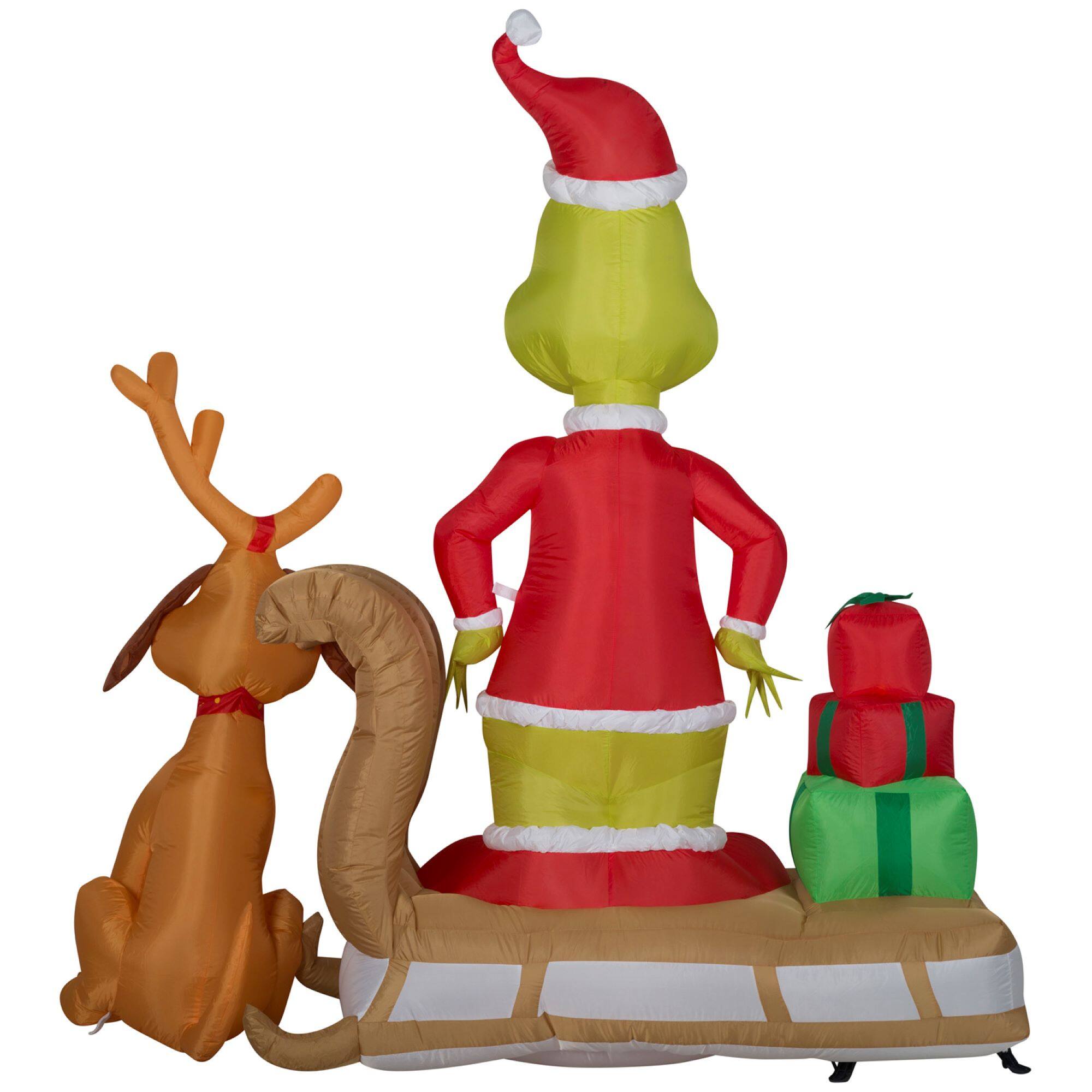 6ft. Airblown® Inflatable Christmas Grinch & Max Sled Scene with Gift Stack