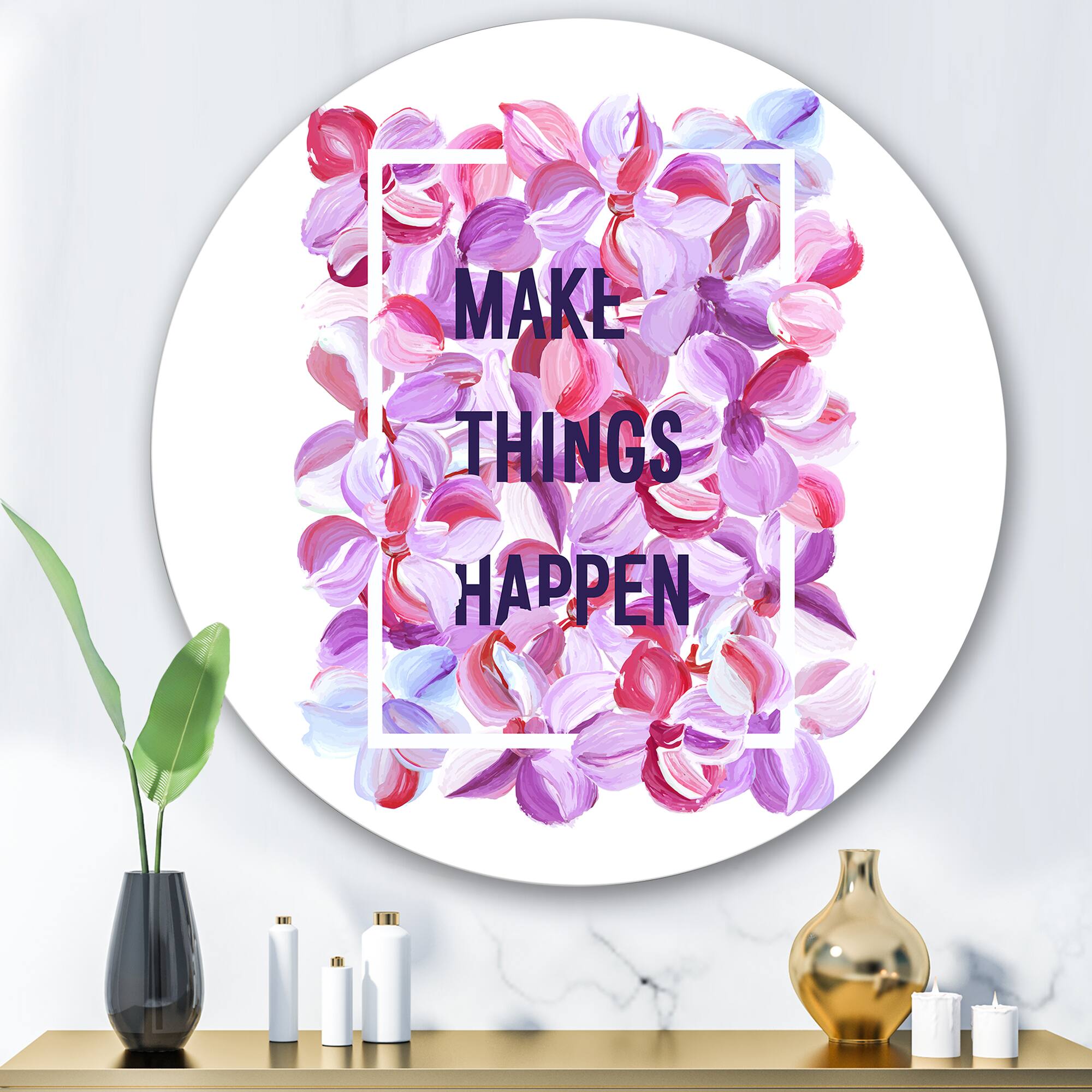 Designart - Make Things Happen - Traditional Metal Circle Wall Art