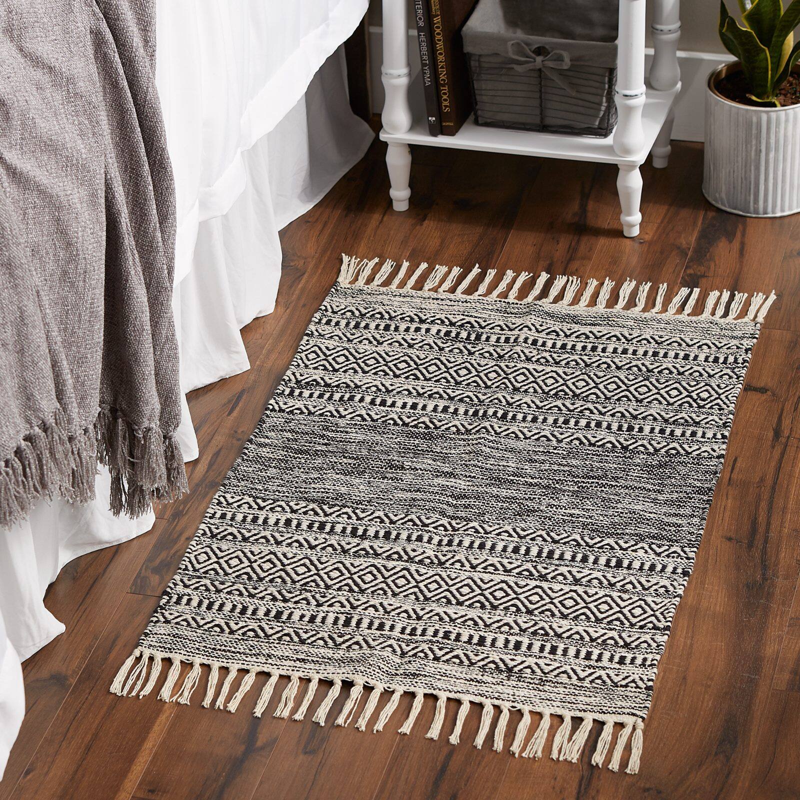 DII® Black Textured Dobby Hand-Loomed Rug, 2ft. x 3ft.