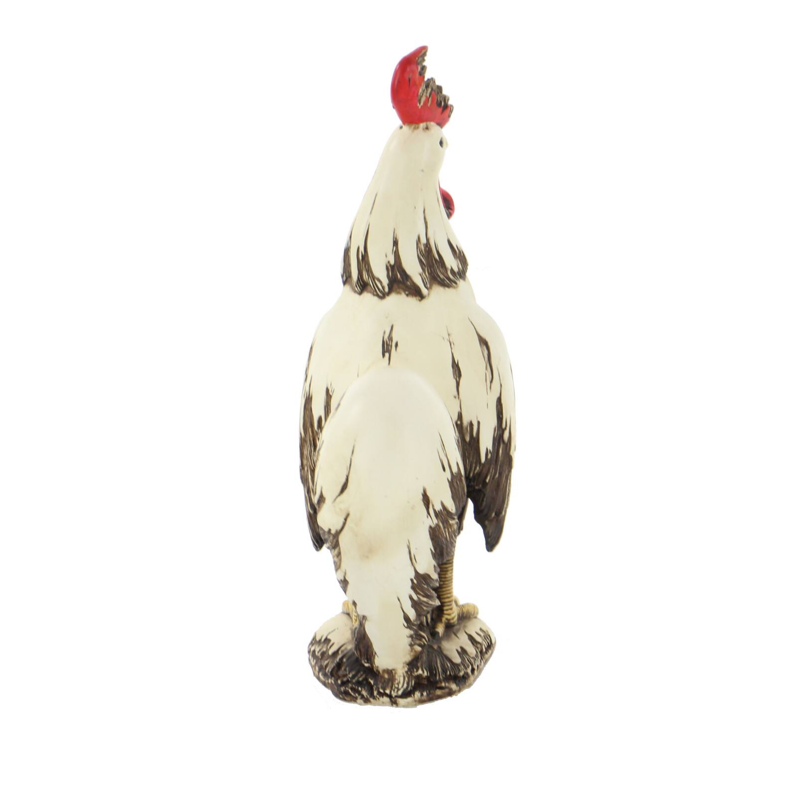 15&#x22; White Rooster Garden Sculpture