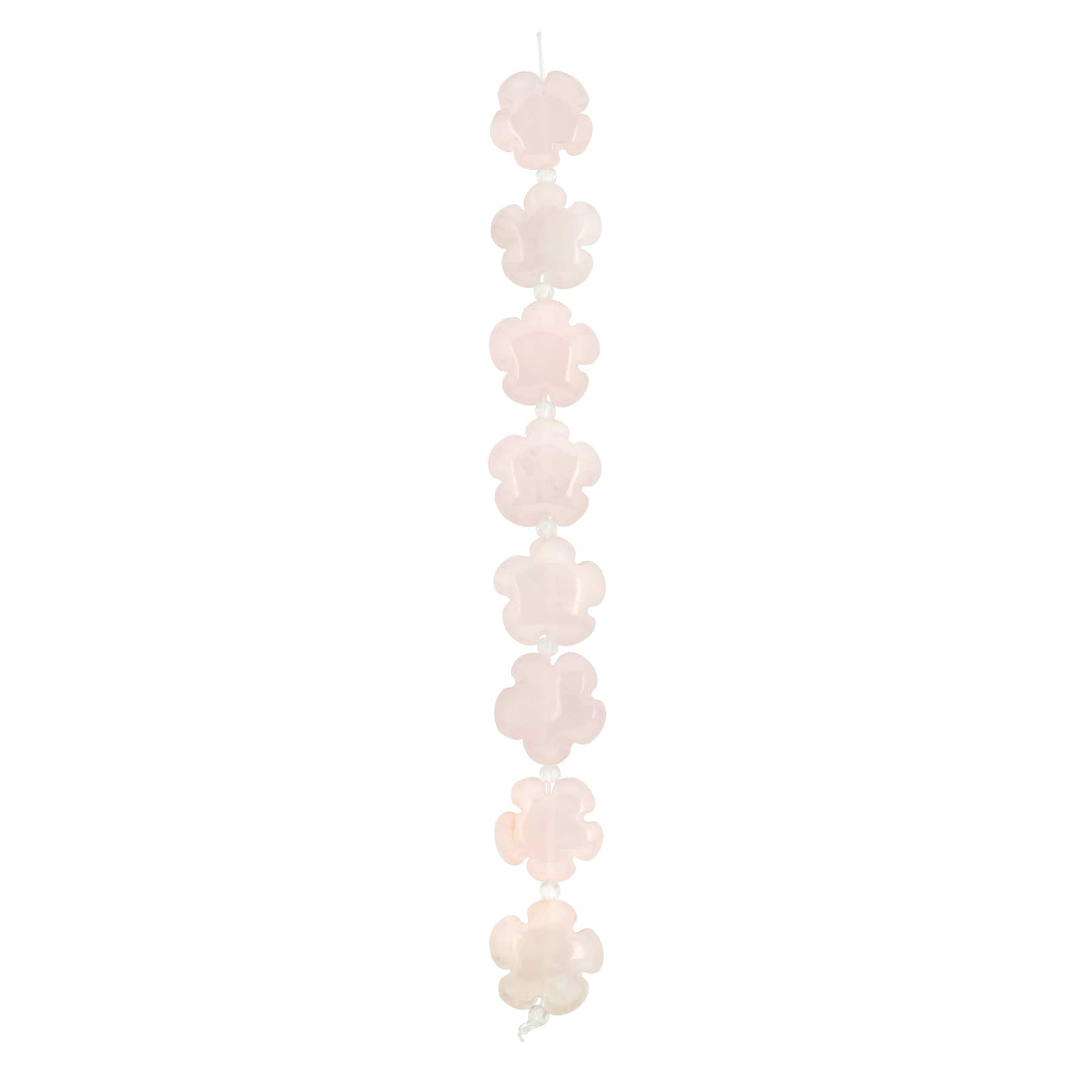15.5mm Rose Quartz Flower Beads by Bead Landing&#x2122;