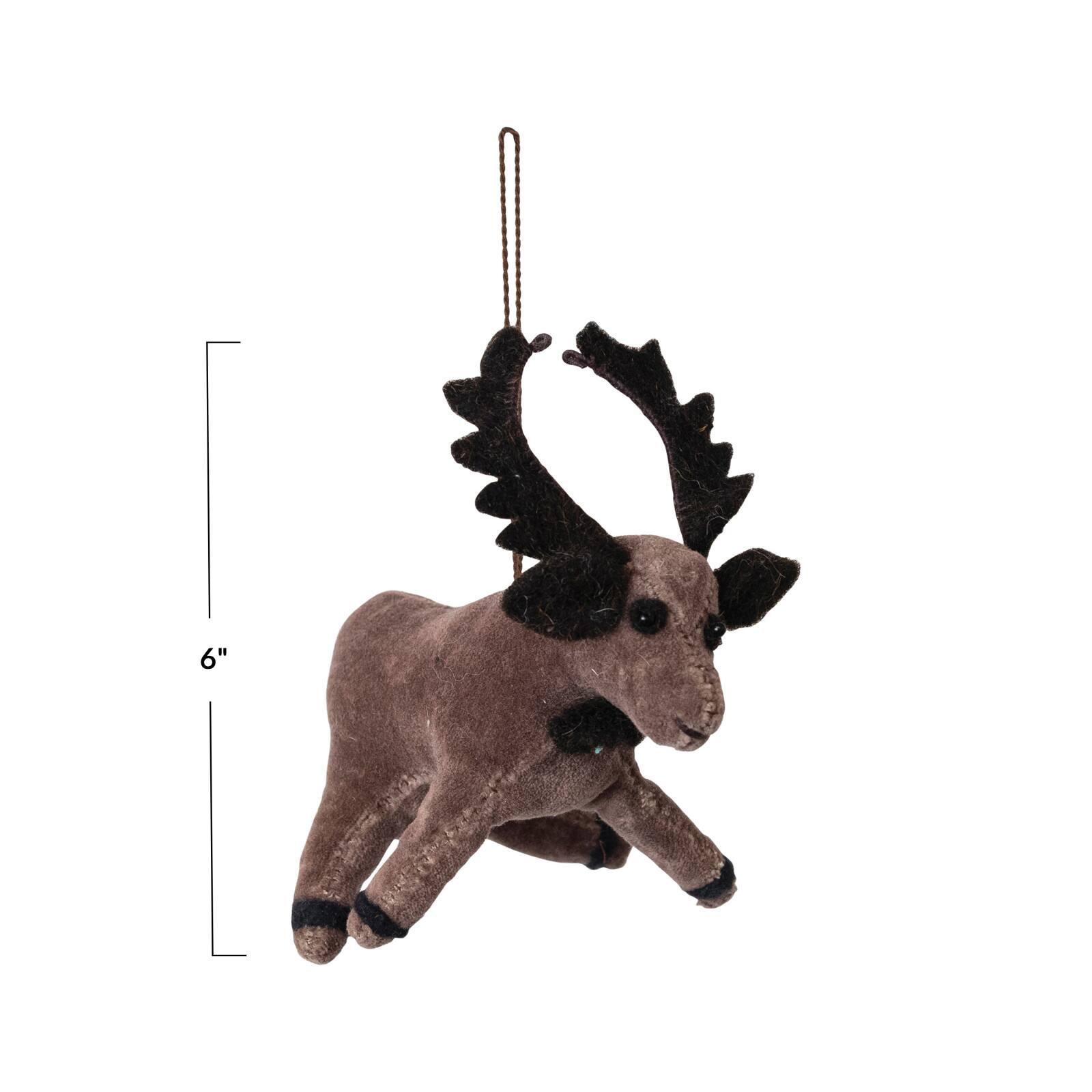 Hello Honey&#xAE; 6&#x22; Brown Velvet Moose Ornament
