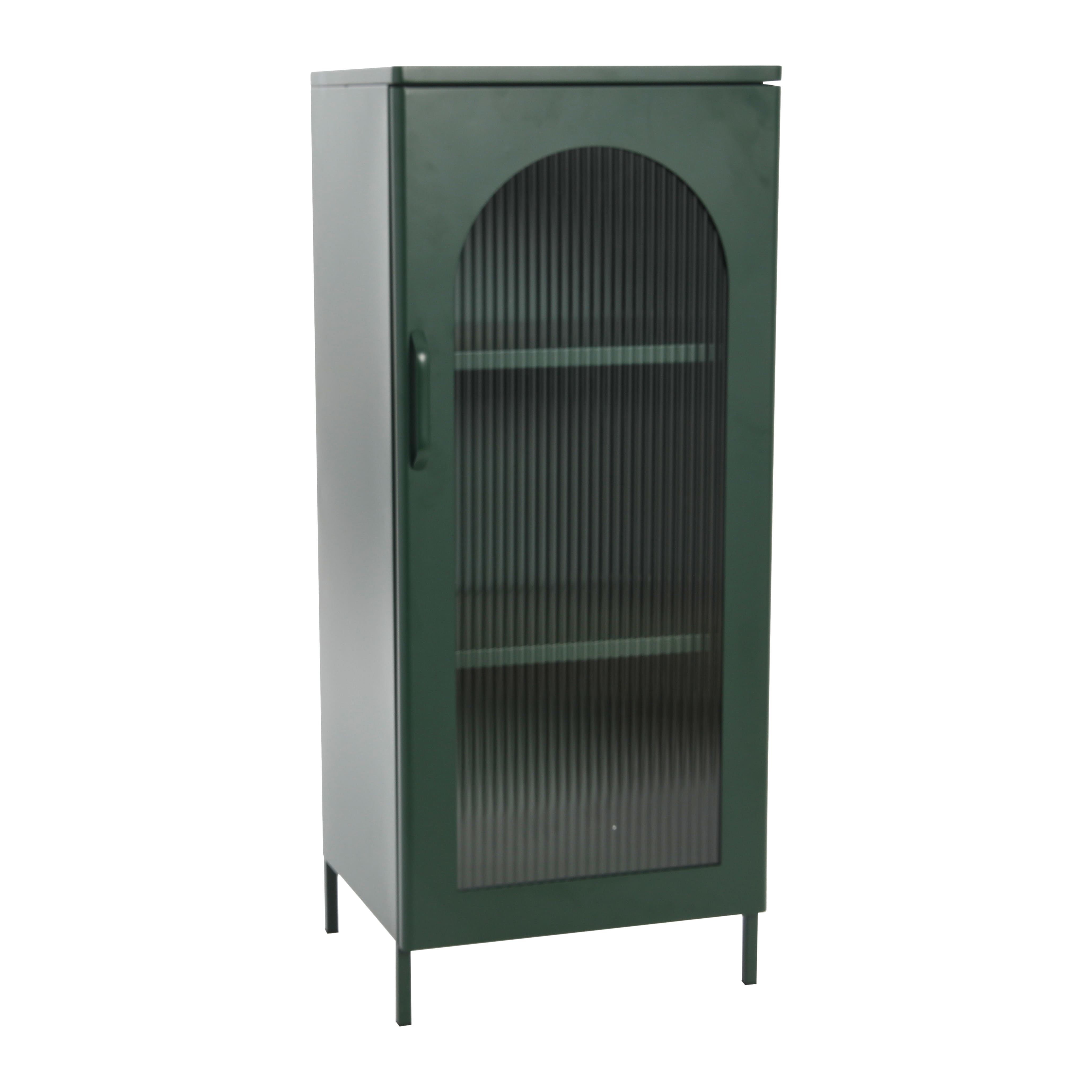40&#x22; Solstice Narrow Metal Accent Cabinet with Adjustable Storage Shelves and Arched Glass Door