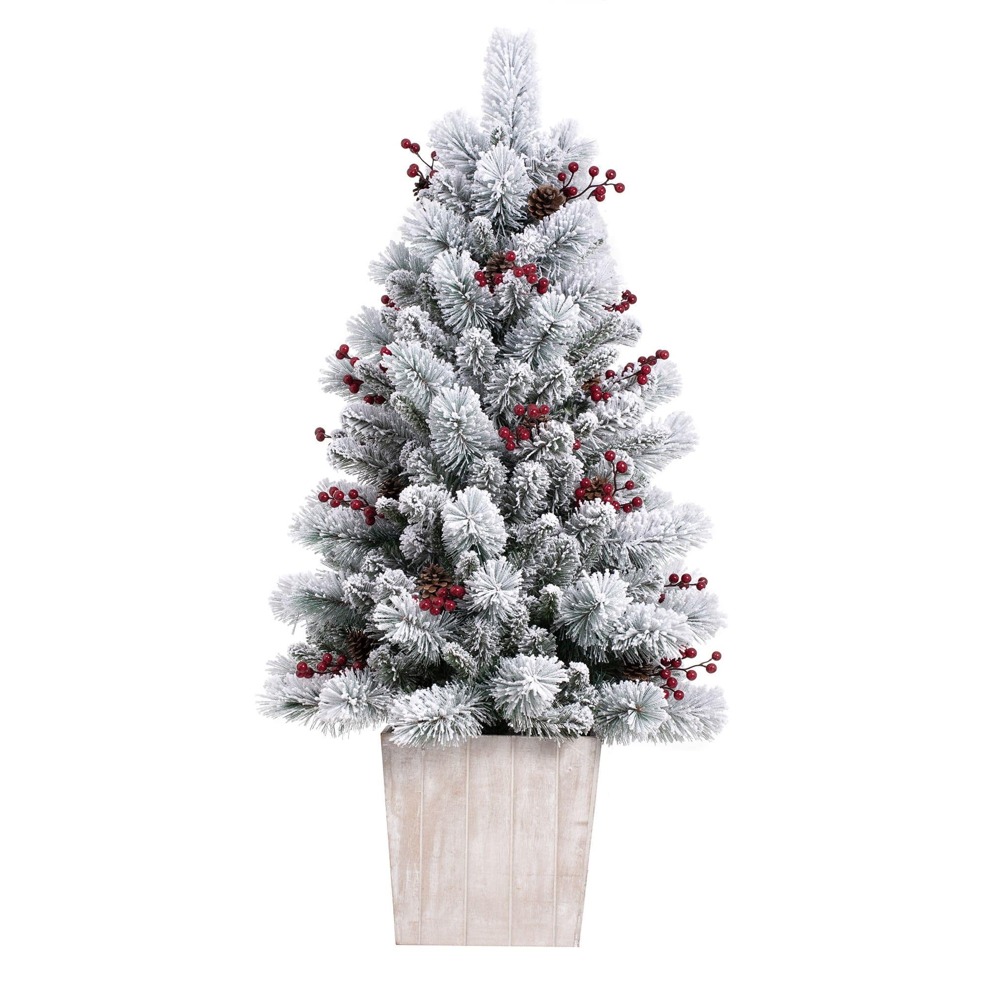 4ft. Pre-lit Frosted Ashcroft Fir Artificial Potted Christmas Tree, Clear Lights