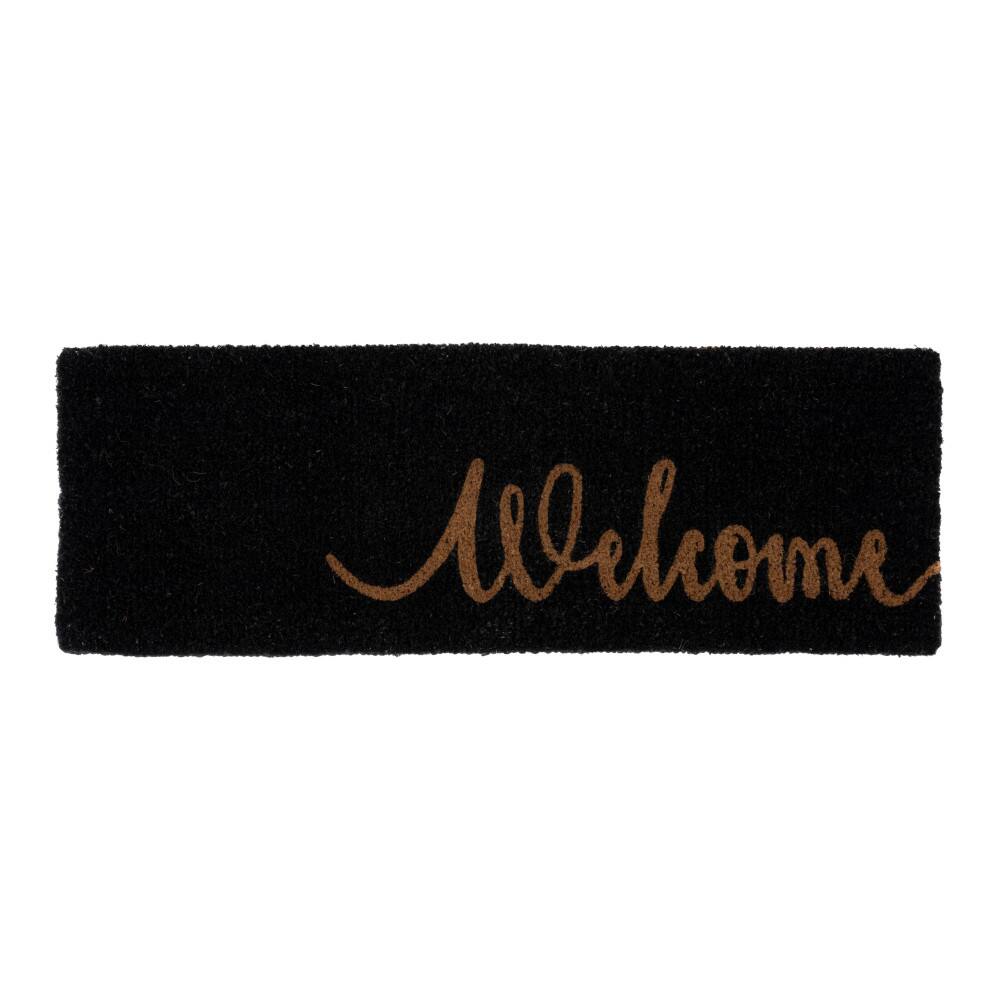 Hello Honey® Black Natural Coir Welcome Step Doormat