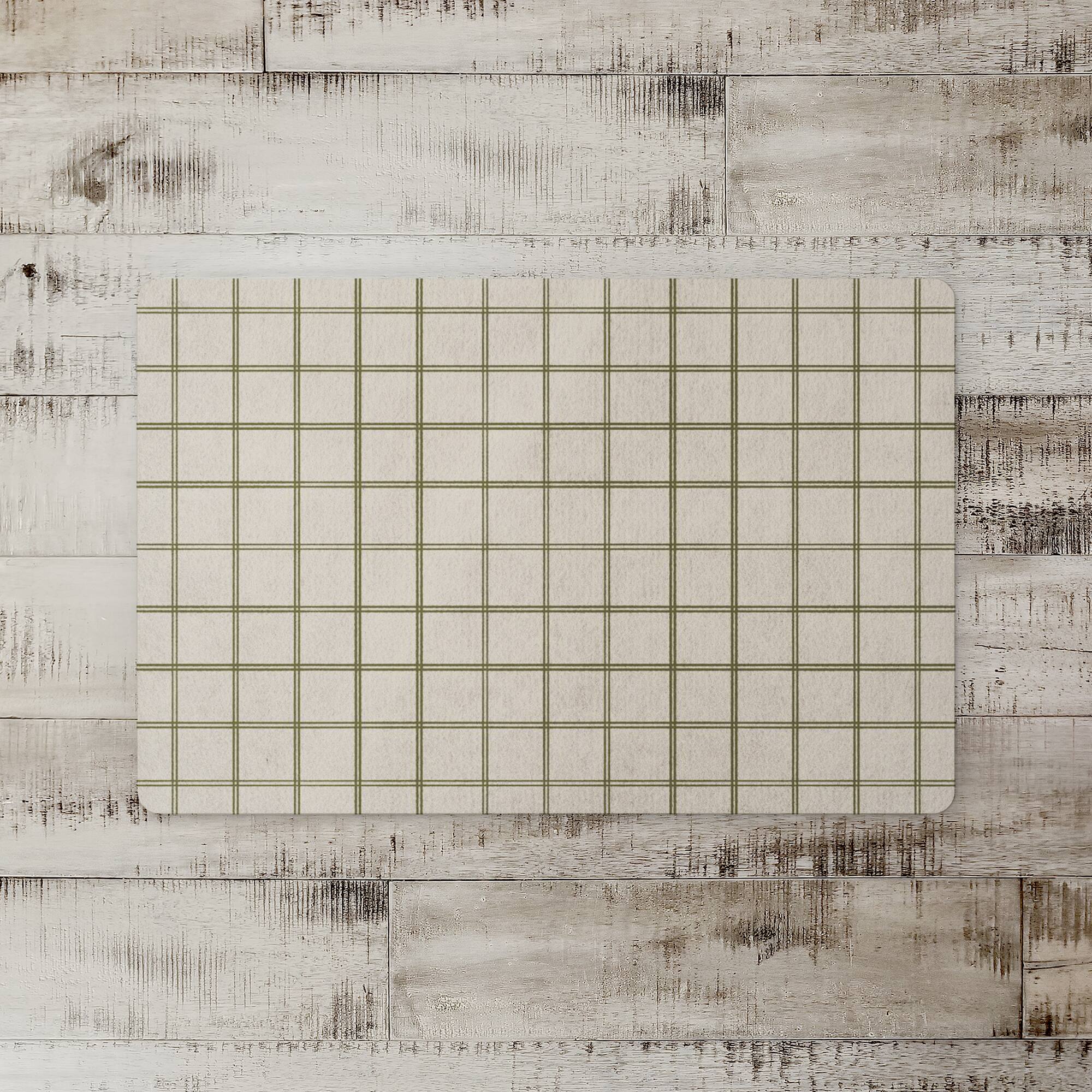 Green & Cream Check Floor Mat Michaels