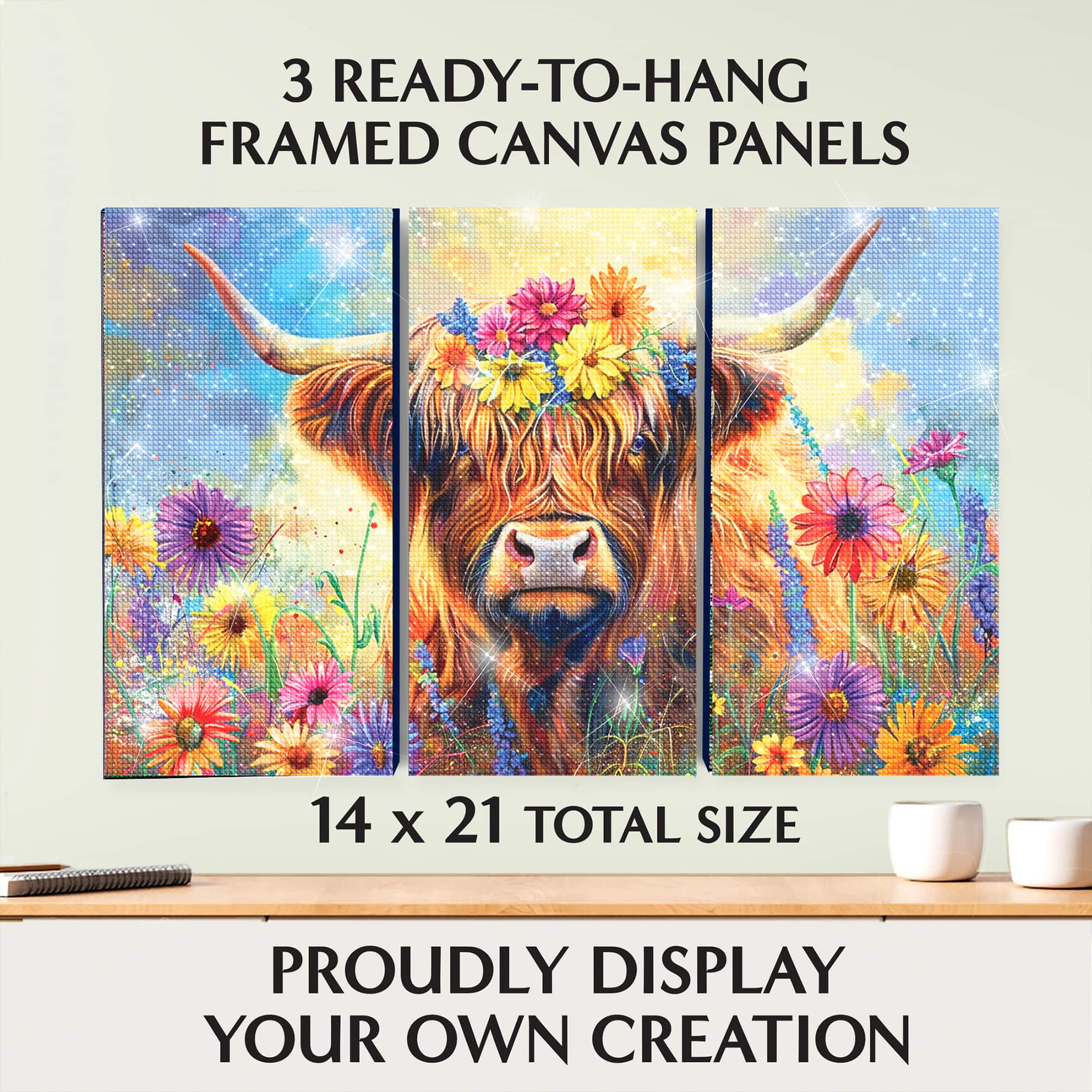 ArtSkills® Brilliant Art Highland Cow Stretched Canvas Diamond Painting Kit
