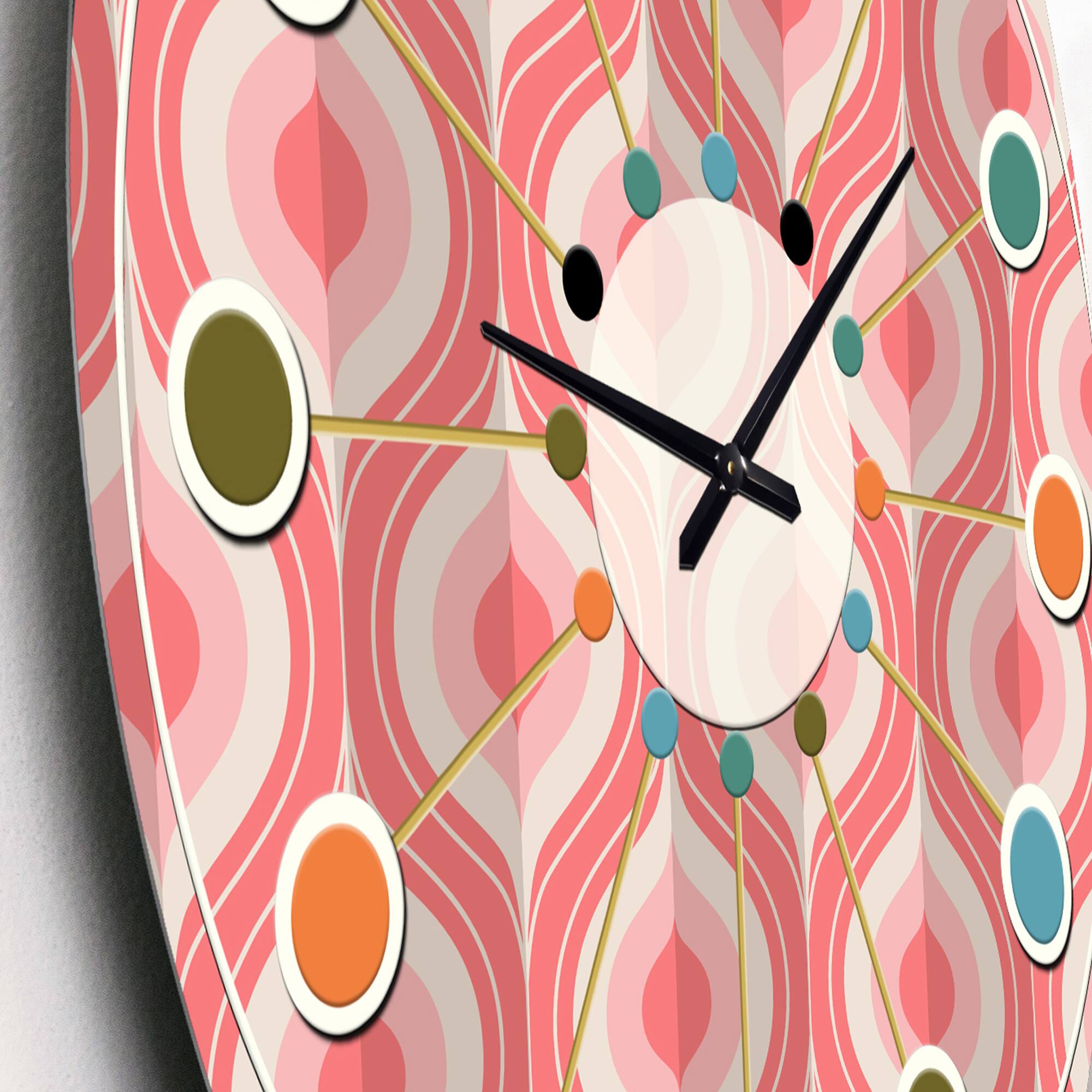 Designart 'Retro Drop Design I Mid-Century Modern Wall Clock