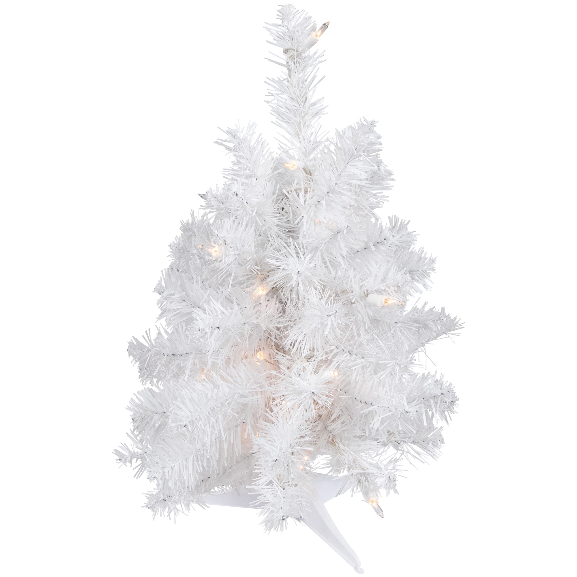 18&#x22; Pre-Lit Medium Snow White Artificial Christmas Tree, Clear Lights