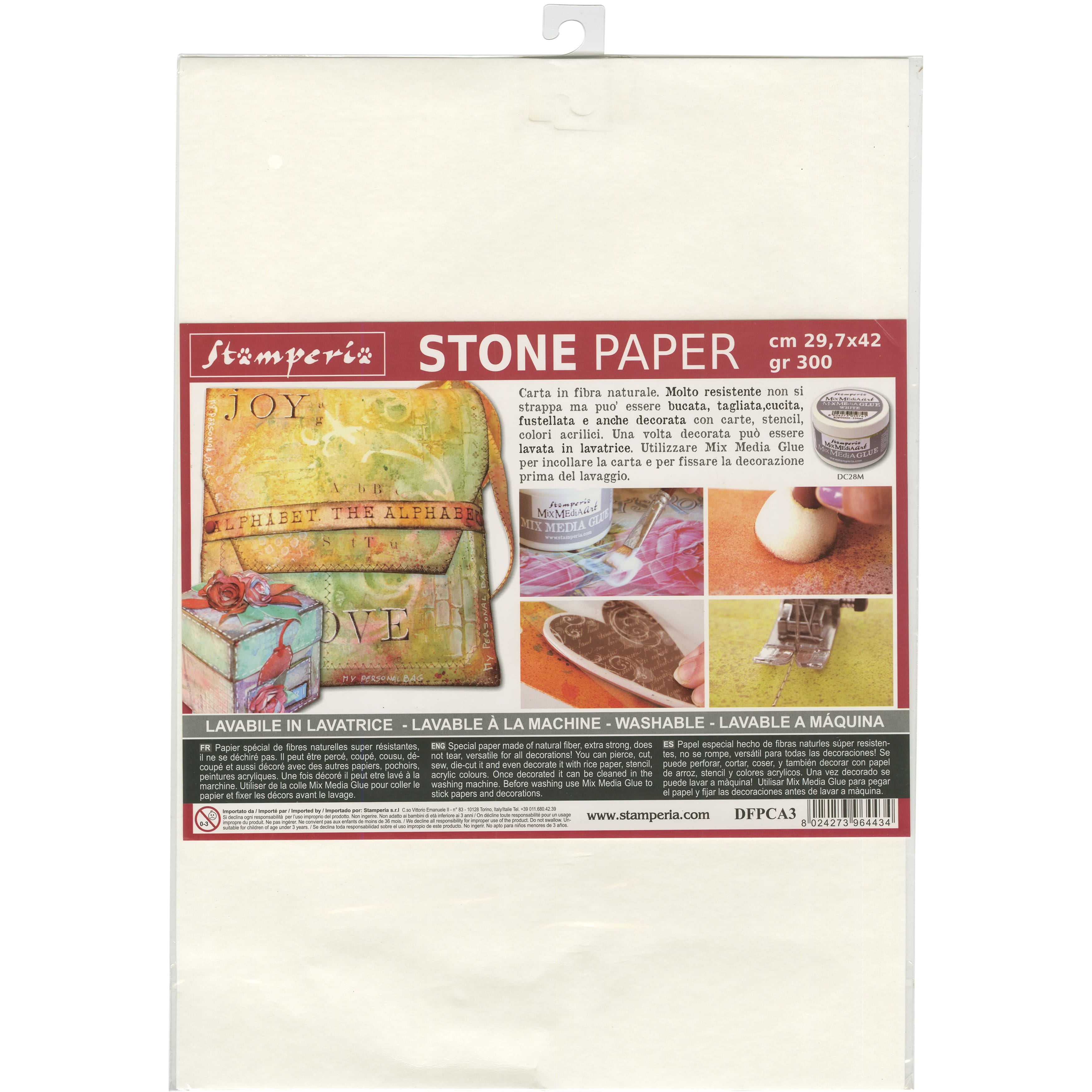 Stamperia White Washable Stone Paper, 11.6" x 16.5"