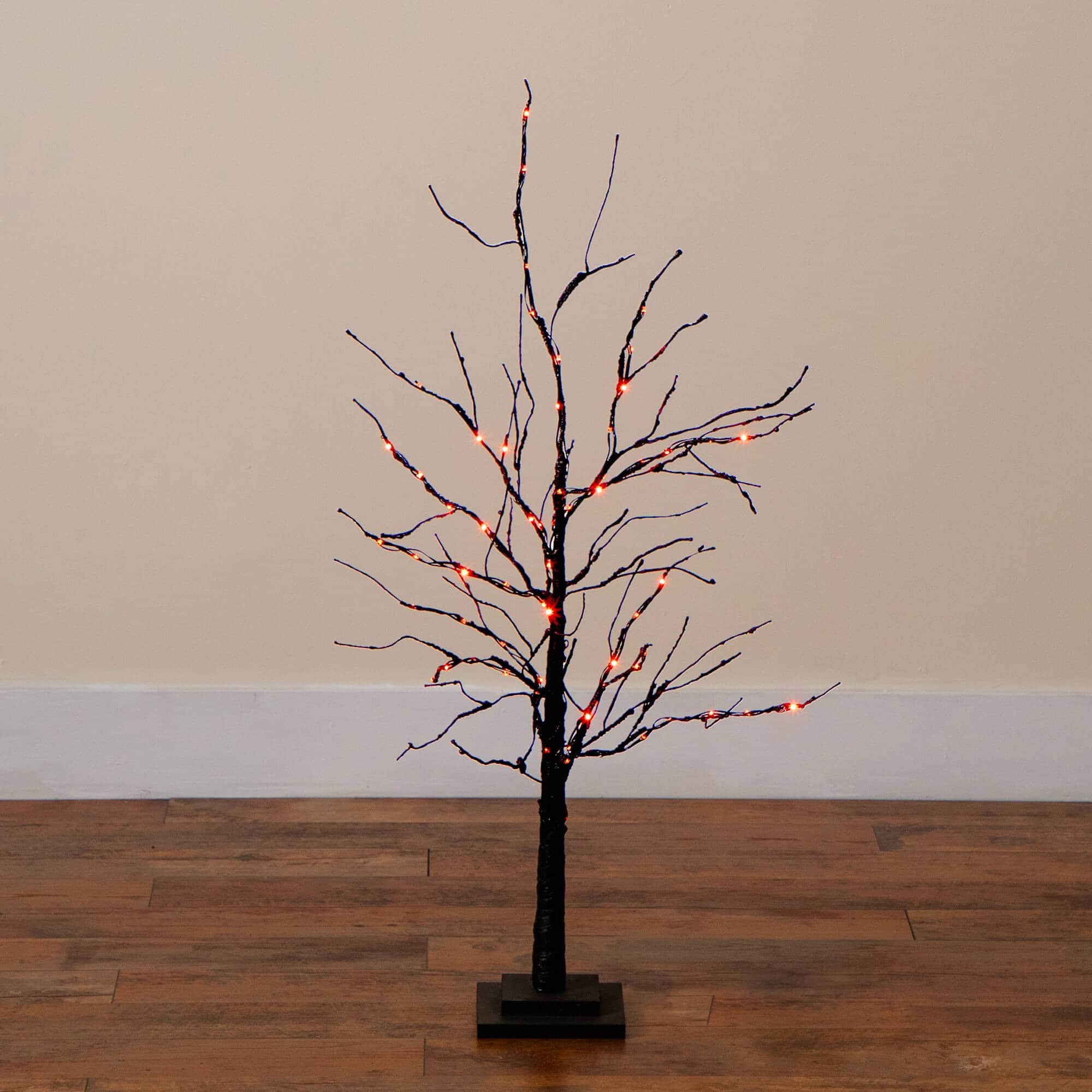 3ft. Pre-Lit Halloween Black Twig Artificial Tree with 80 Orange & Purple LED Lights