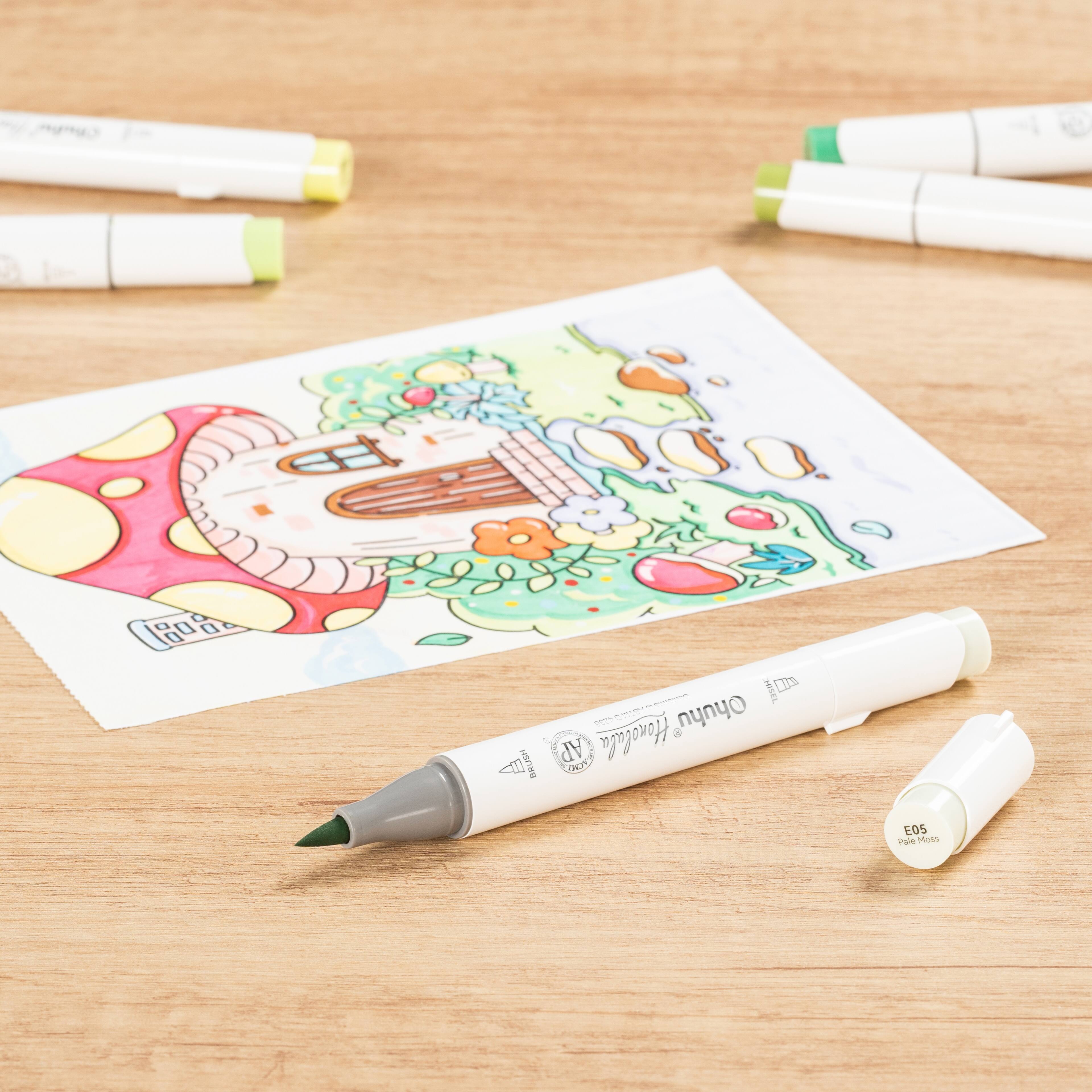 Ohuhu&#xAE; Honolulu Brush &#x26; Chisel Dual Tip Marker
