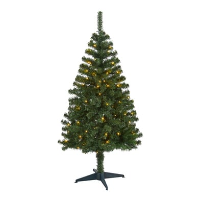 4ft. Pre-Lit Northern Tip Pine Artificial Christmas Tree, Clear LED ...