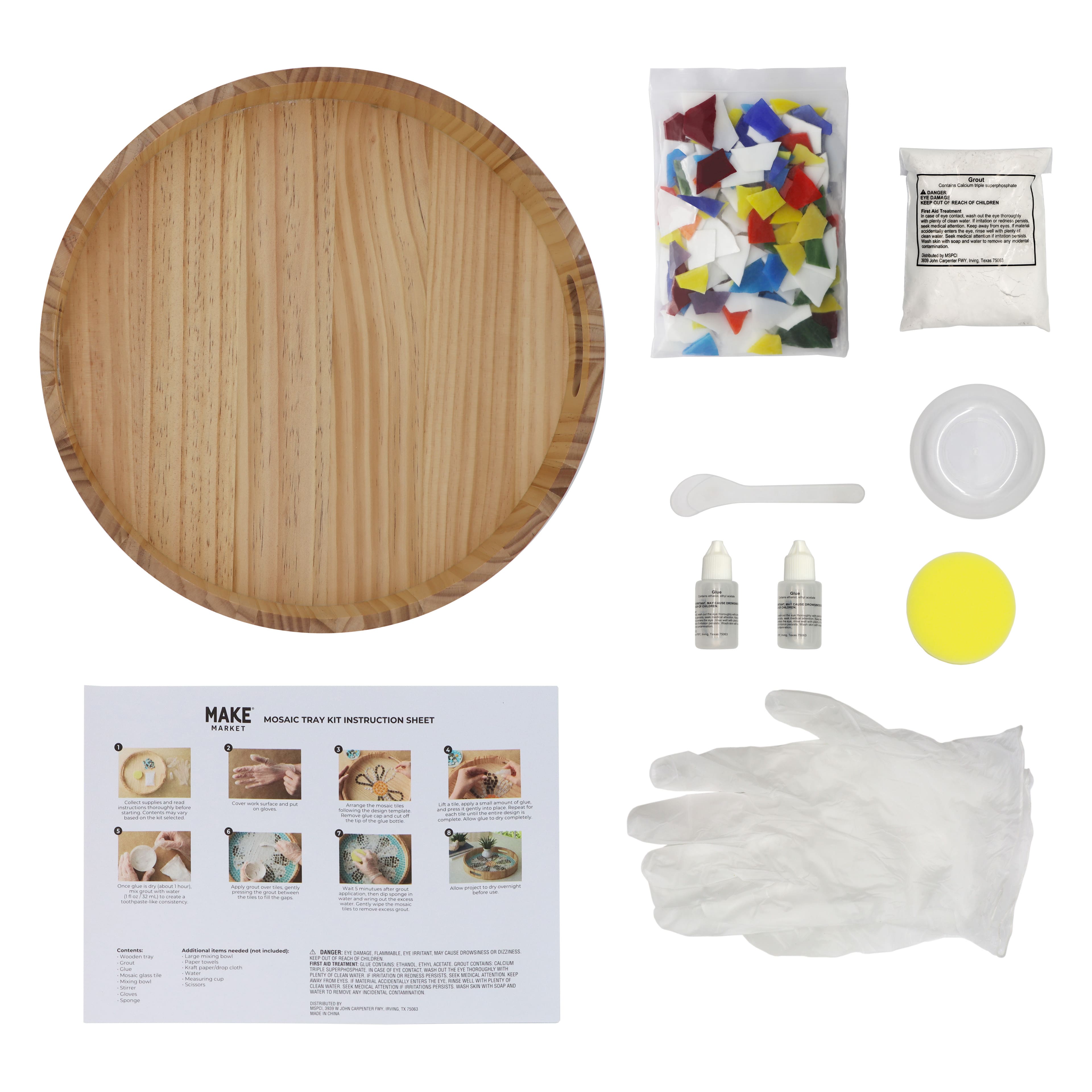 14&#x22; Round Rainbow Mosaic Tray Kit by Make Market&#xAE;