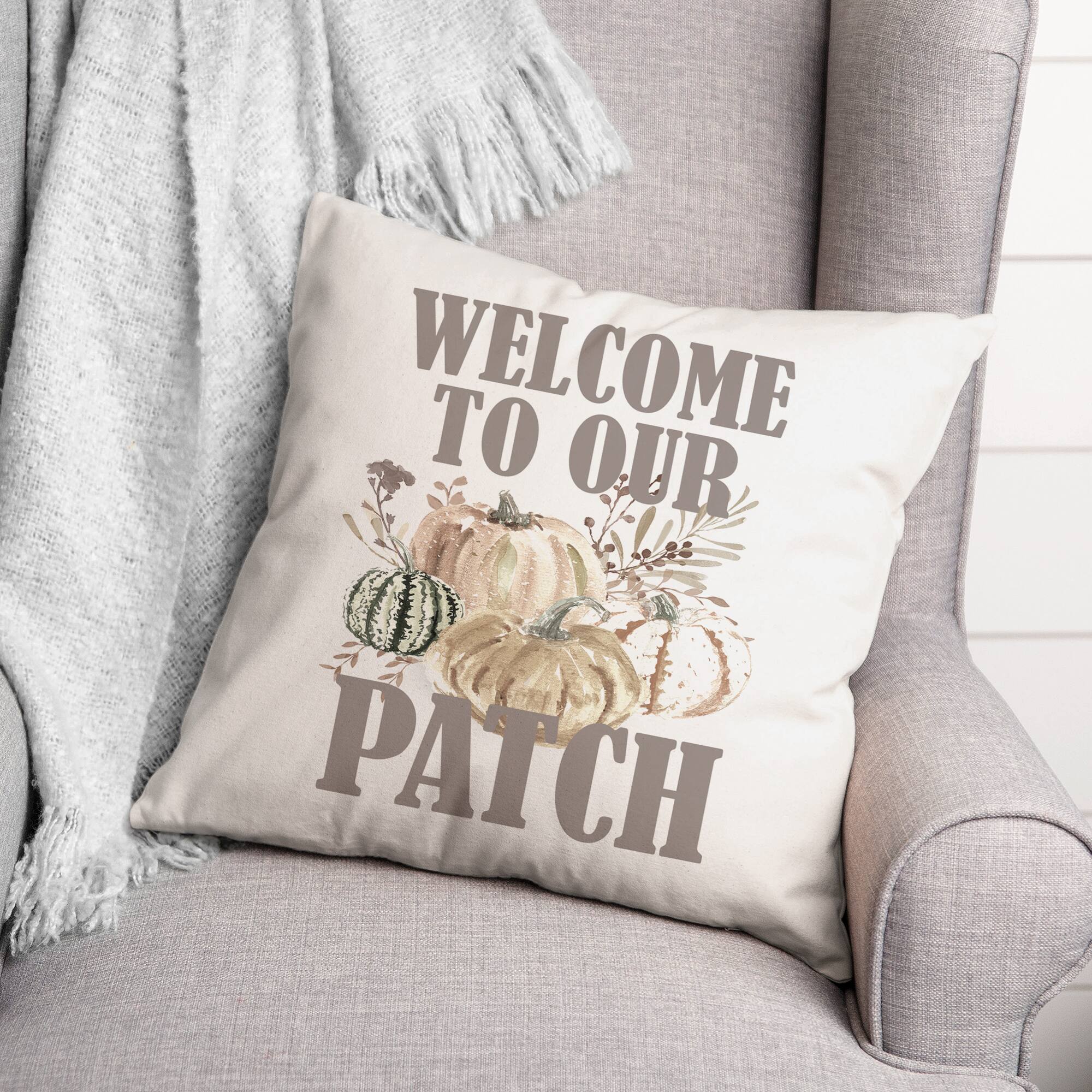 Multicolor Welcome To Our Patch Throw Pillow