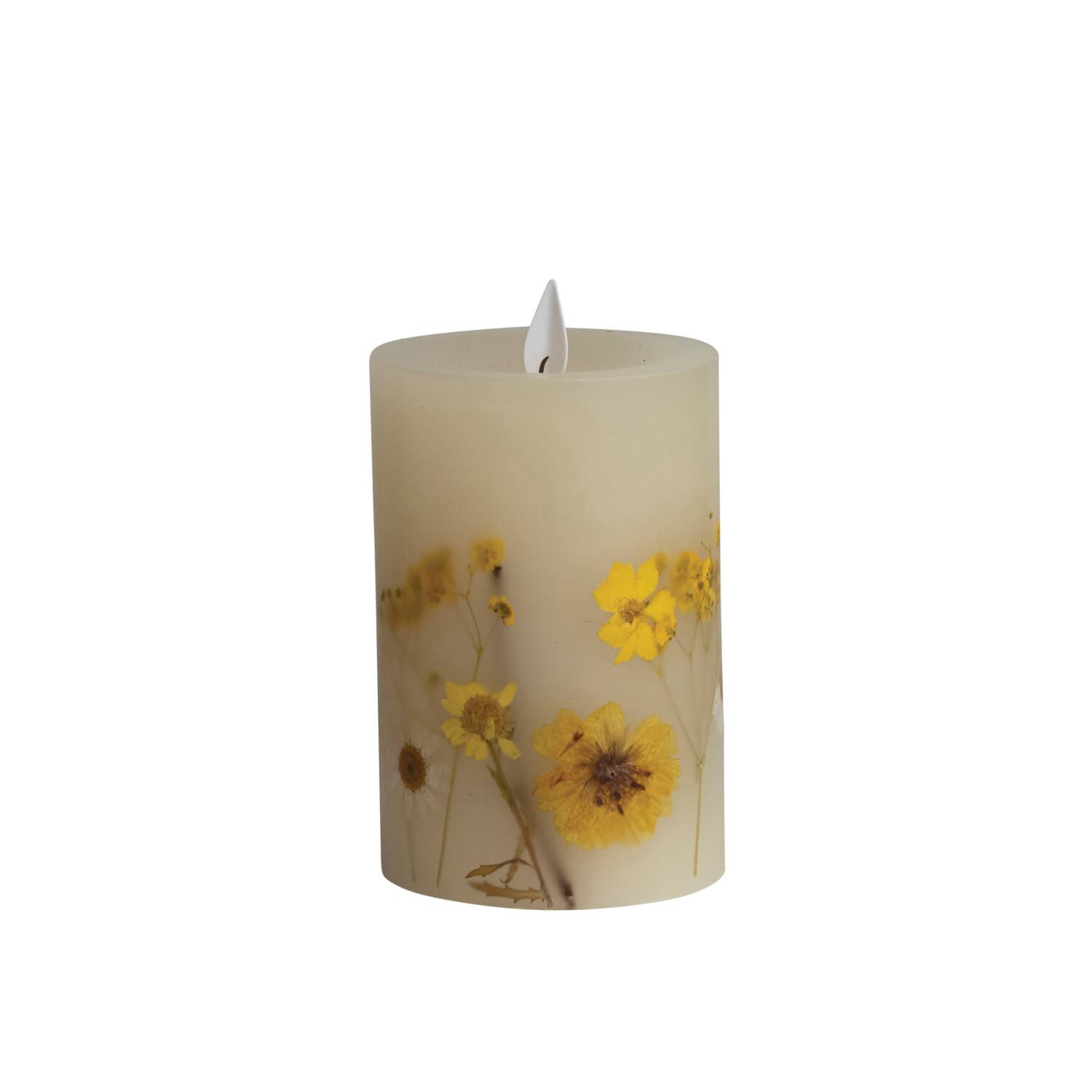 Hello Honey&#xAE; Pillar LED Candle with Daisy Inlay