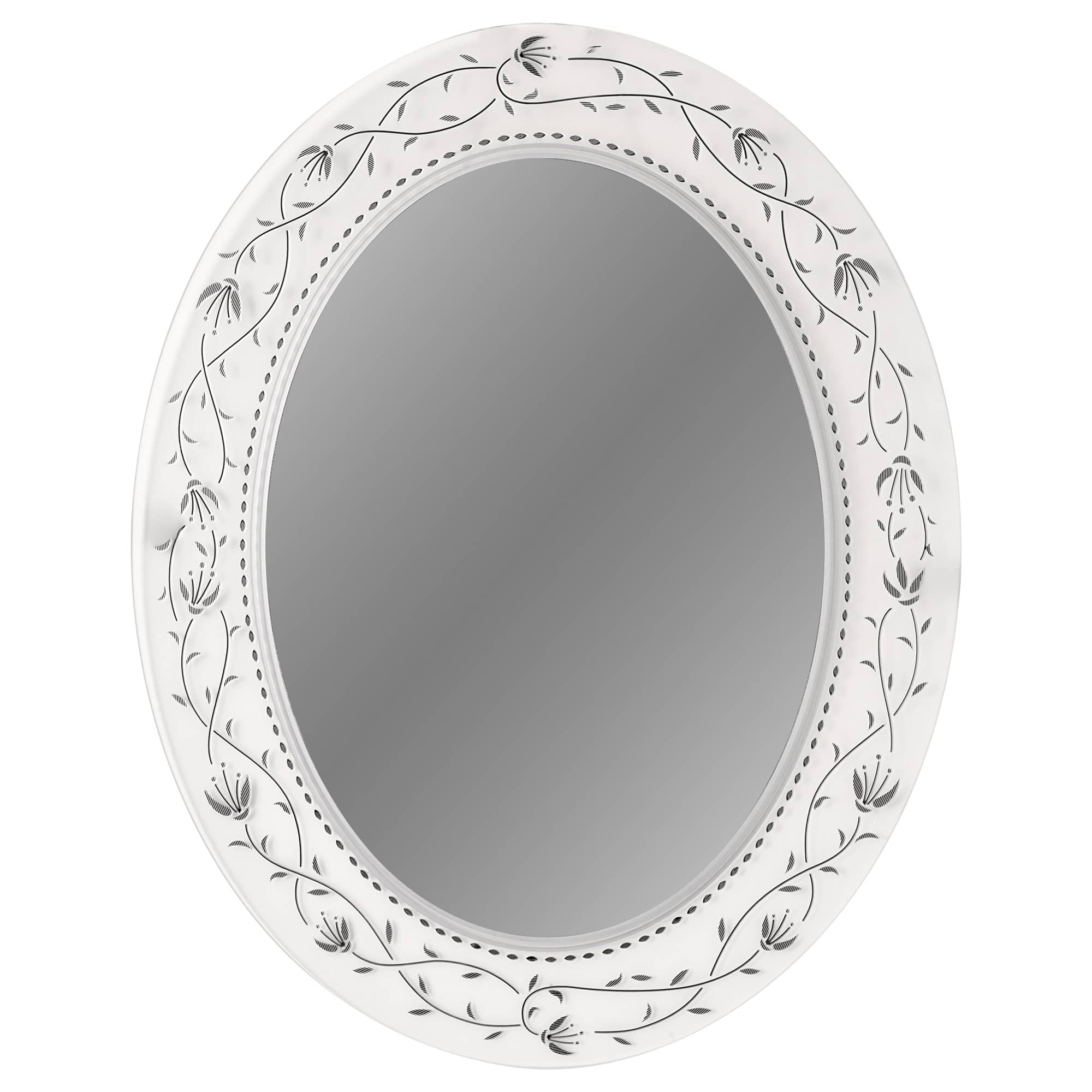 Head West Frosted Etched Tile Framed Oval Wall Vanity Mirror - 23" x 29"