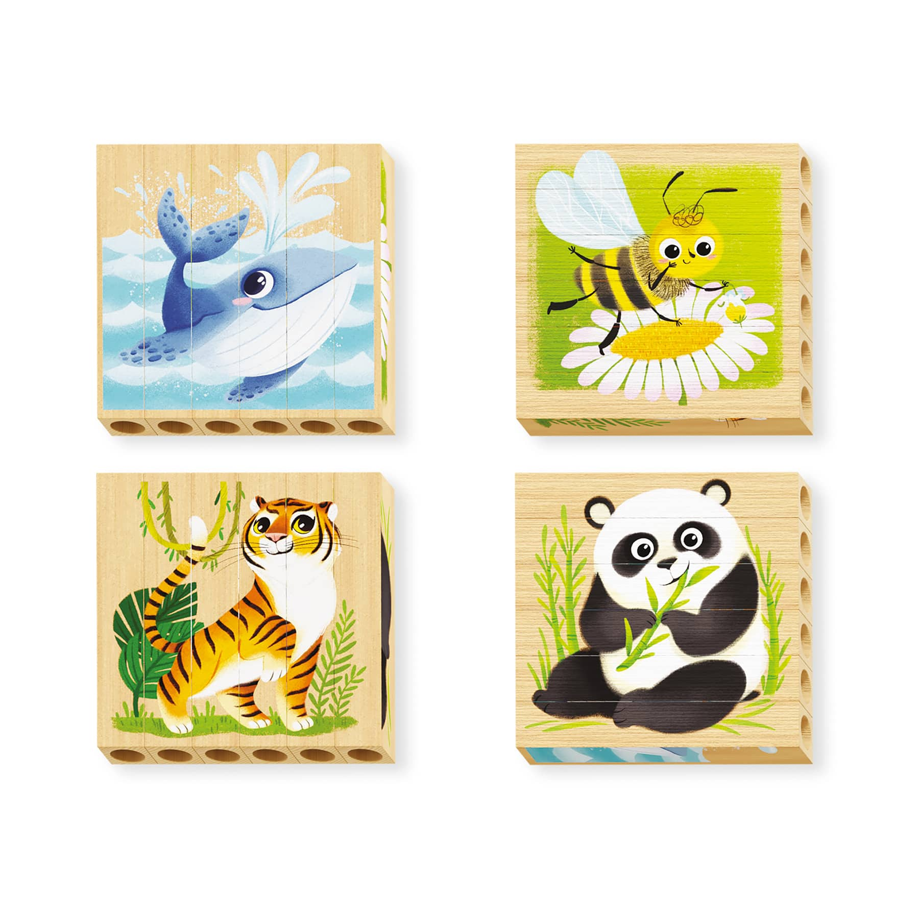 Quercetti&#xAE; Endangered Animals Mix-N-Match Wood Puzzle