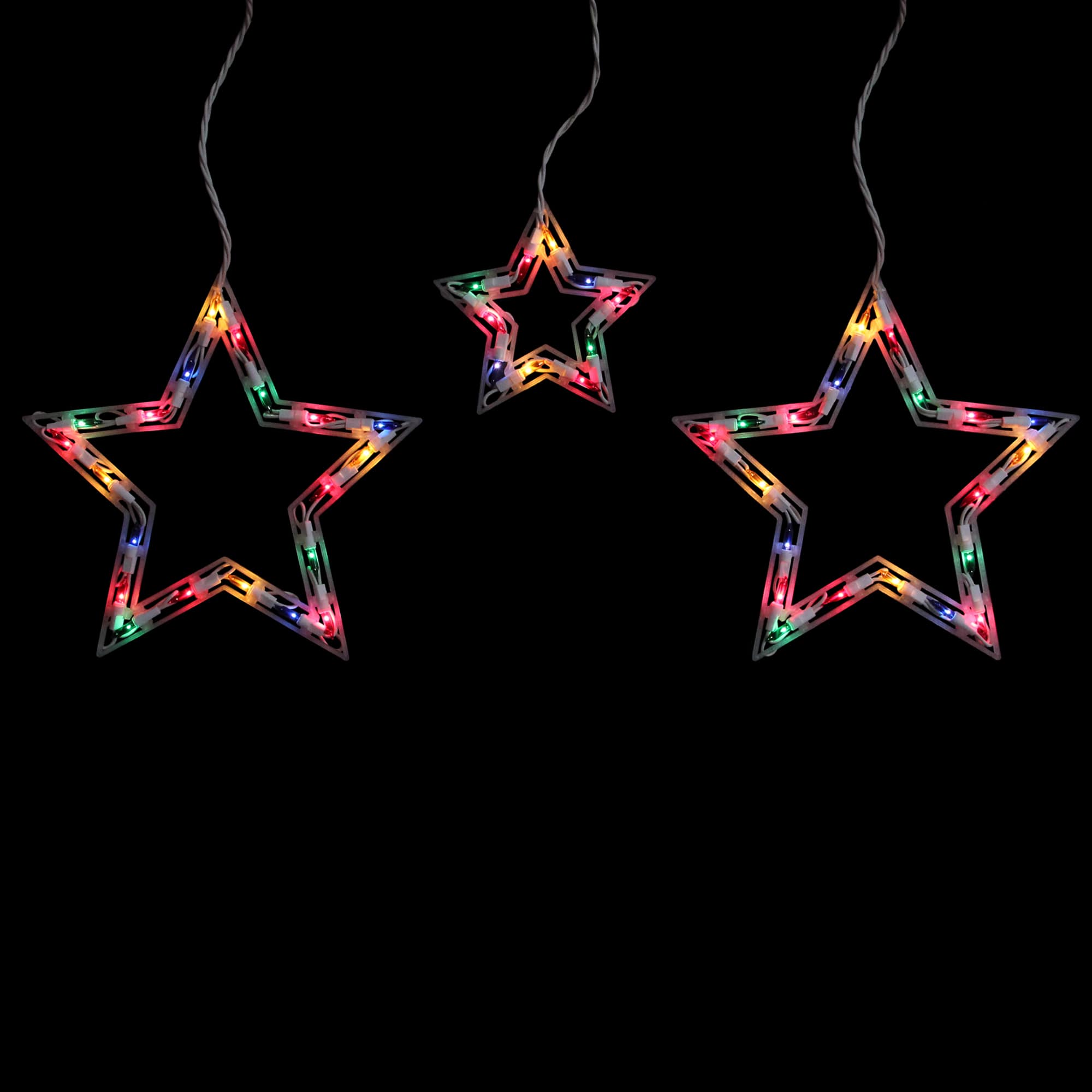 100ct. Multicolor Star Shaped Mini Icicle Lights with White Wire