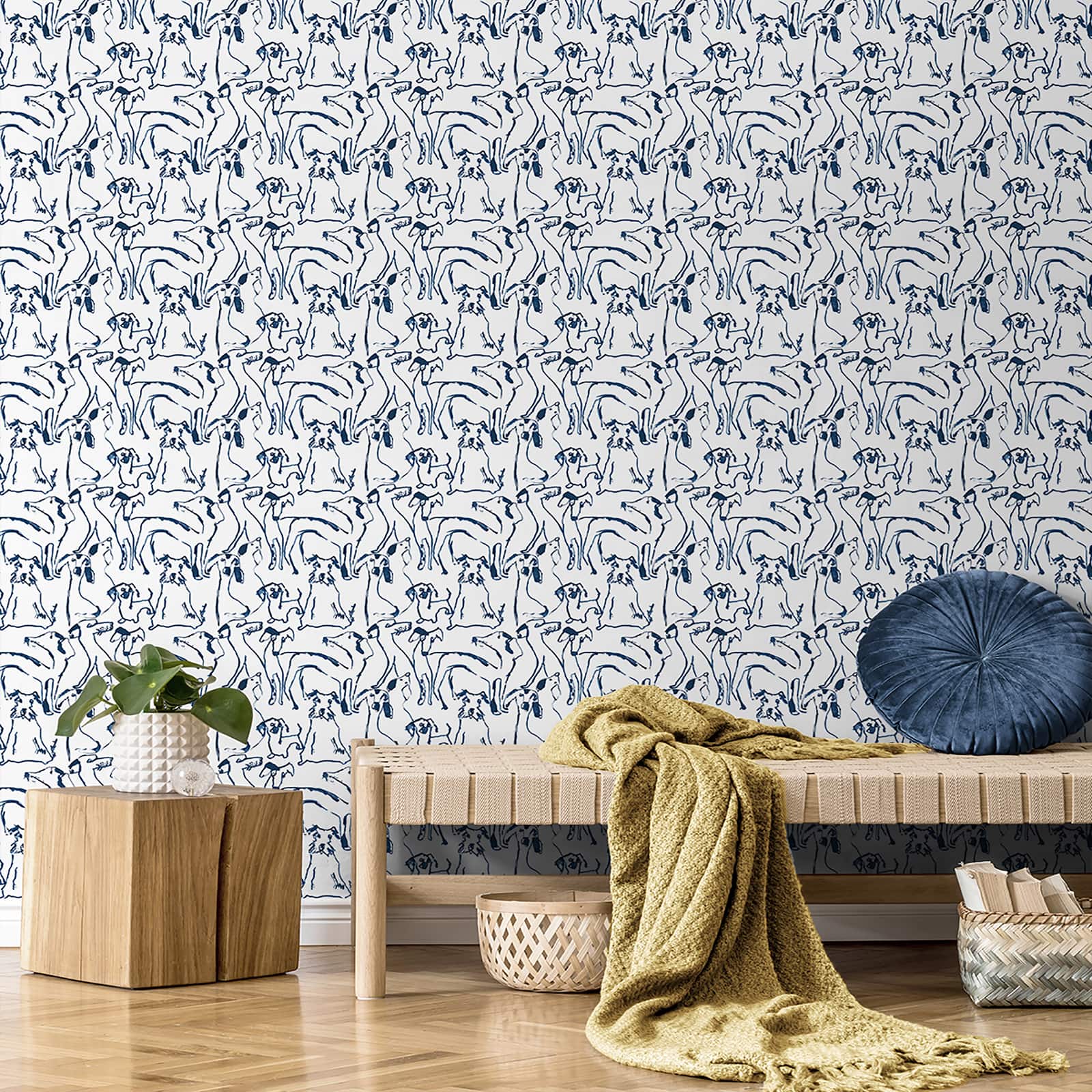 Surface Style Dog Doodle Ink Peel & Stick Wallpaper