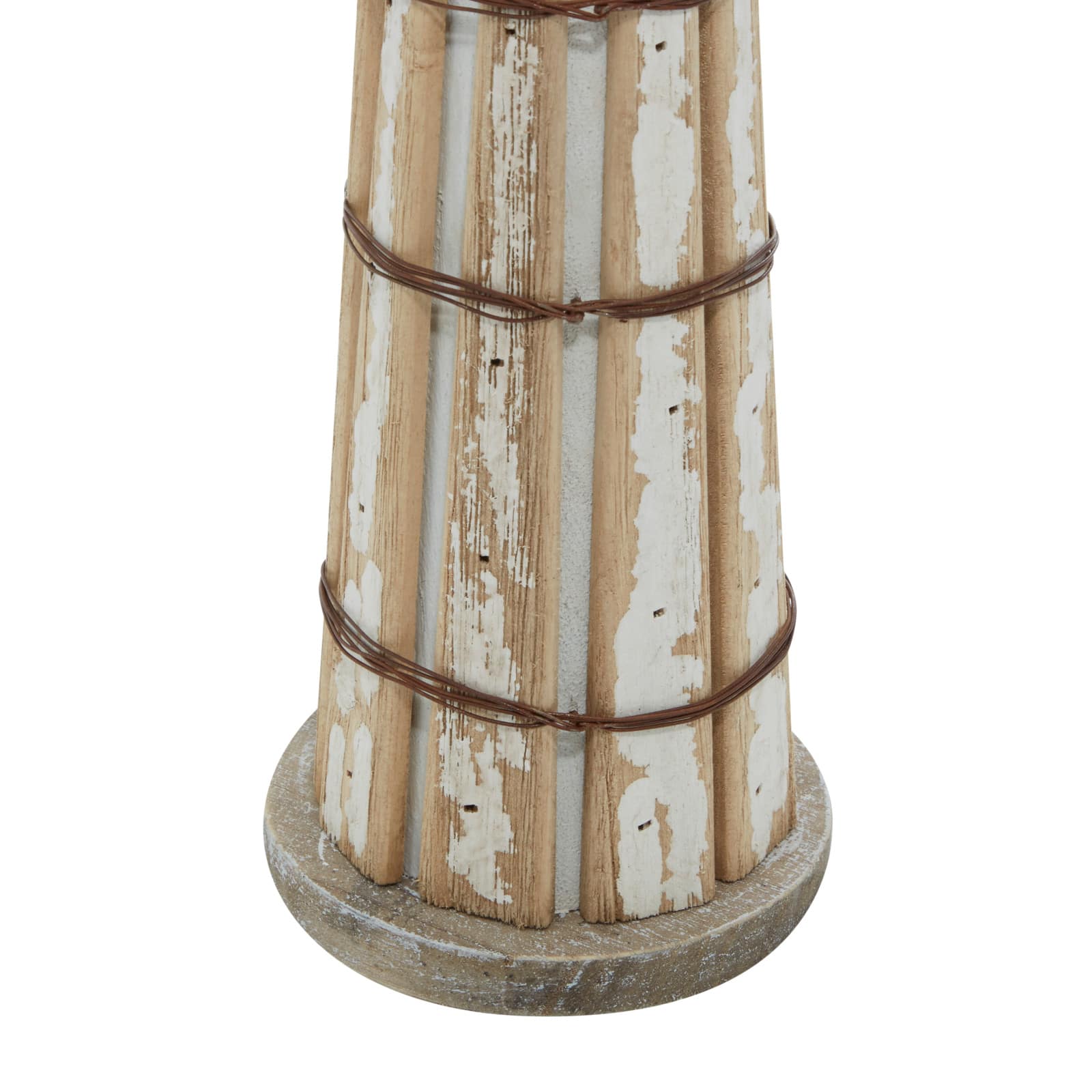 Set of 2 Brown Wood Coastal Light House Sculpture, 15&#x22;, 20&#x22;